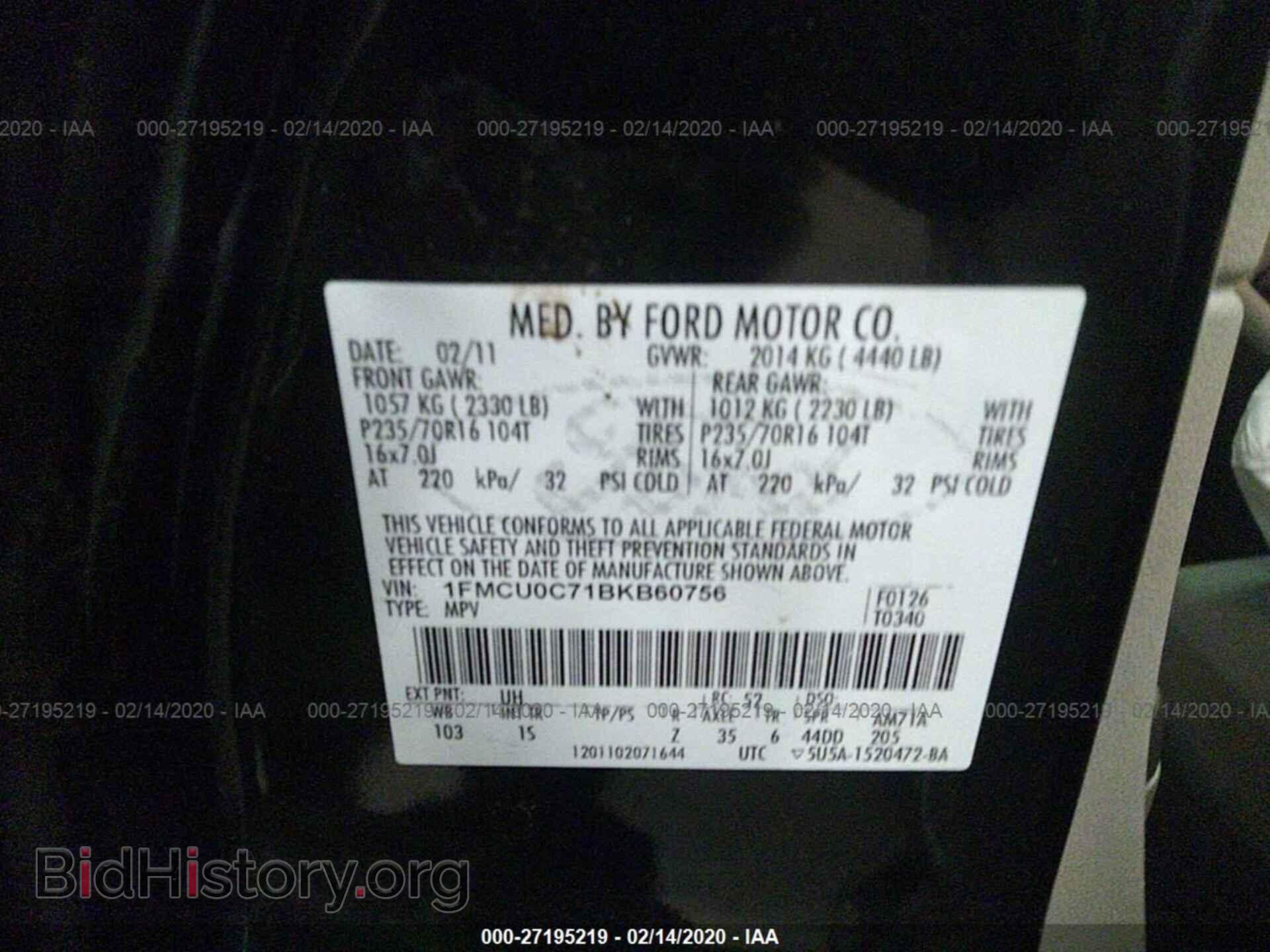 2011 FORD ESCAPE - VIN: 1FMCU0C71BKB60756 - Фото 9