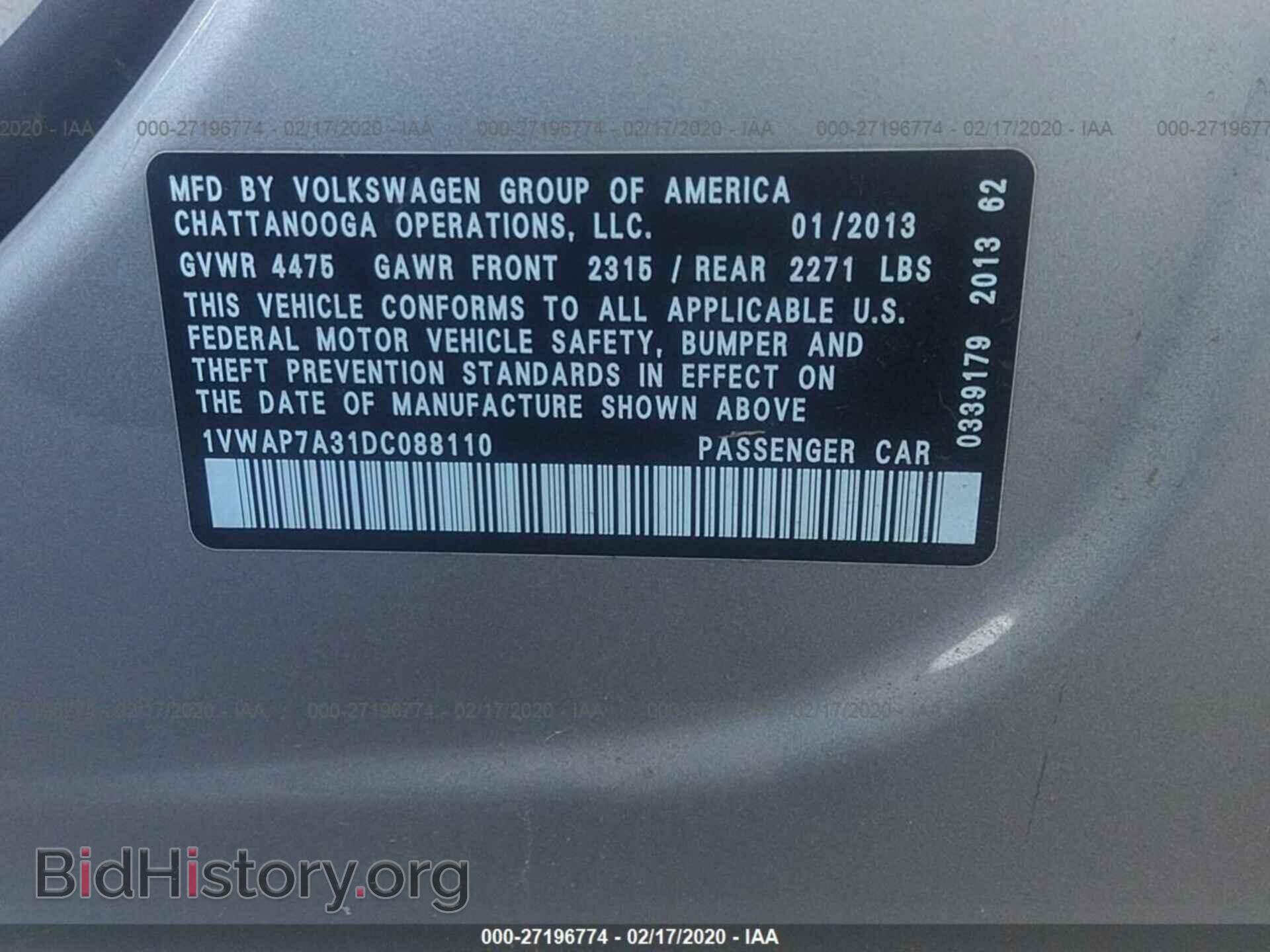 2013 VOLKSWAGEN PASSAT - VIN: 1VWAP7A31DC088110 - Фото 9