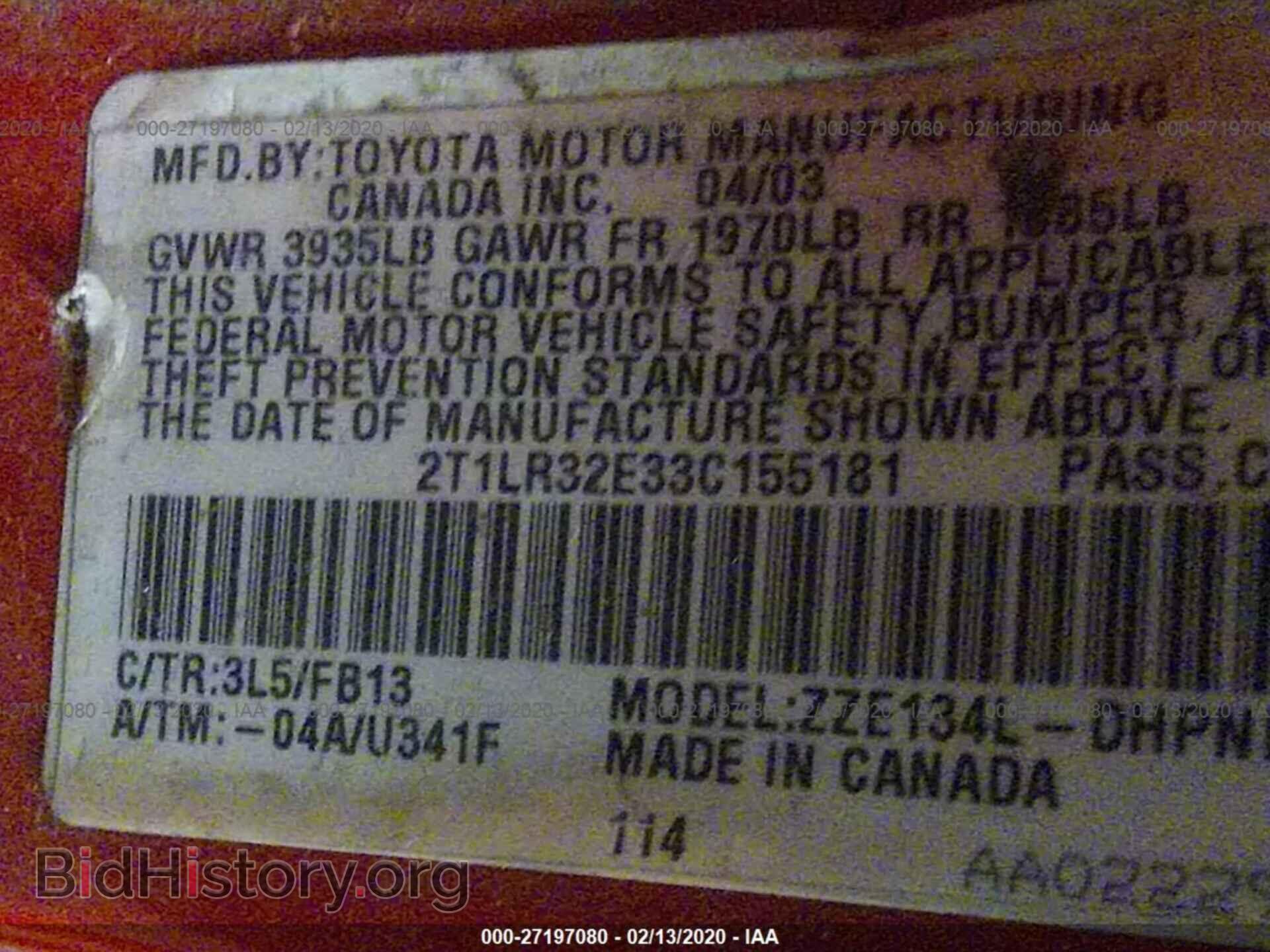 2003 TOYOTA COROLLA MATRIX - VIN: 2T1LR32E33C155181 - Фото 9
