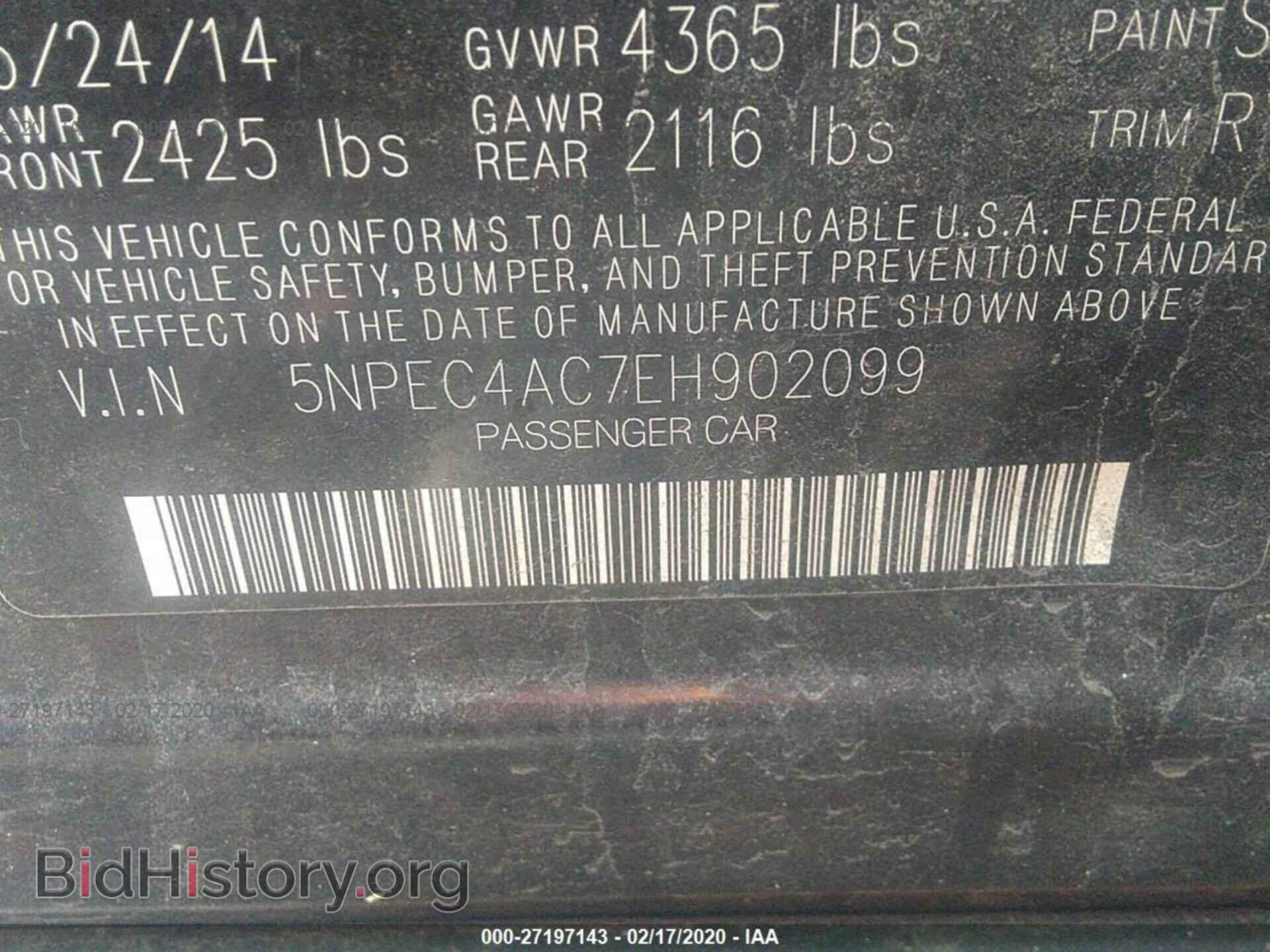 2014 HYUNDAI SONATA - VIN: 5NPEC4AC7EH902099 - Фото 9