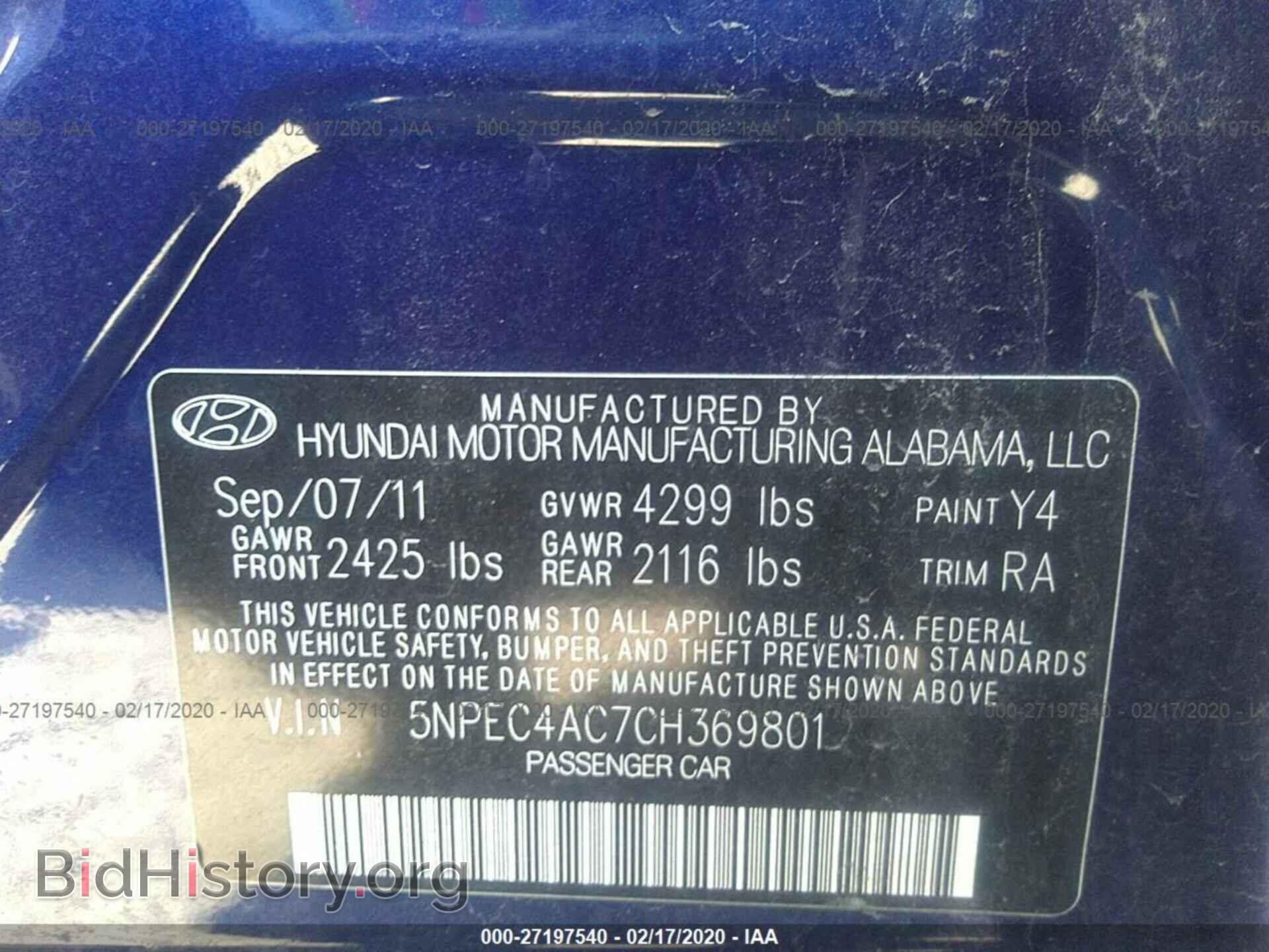 2012 HYUNDAI SONATA - VIN: 5NPEC4AC7CH369801 - Photo 9