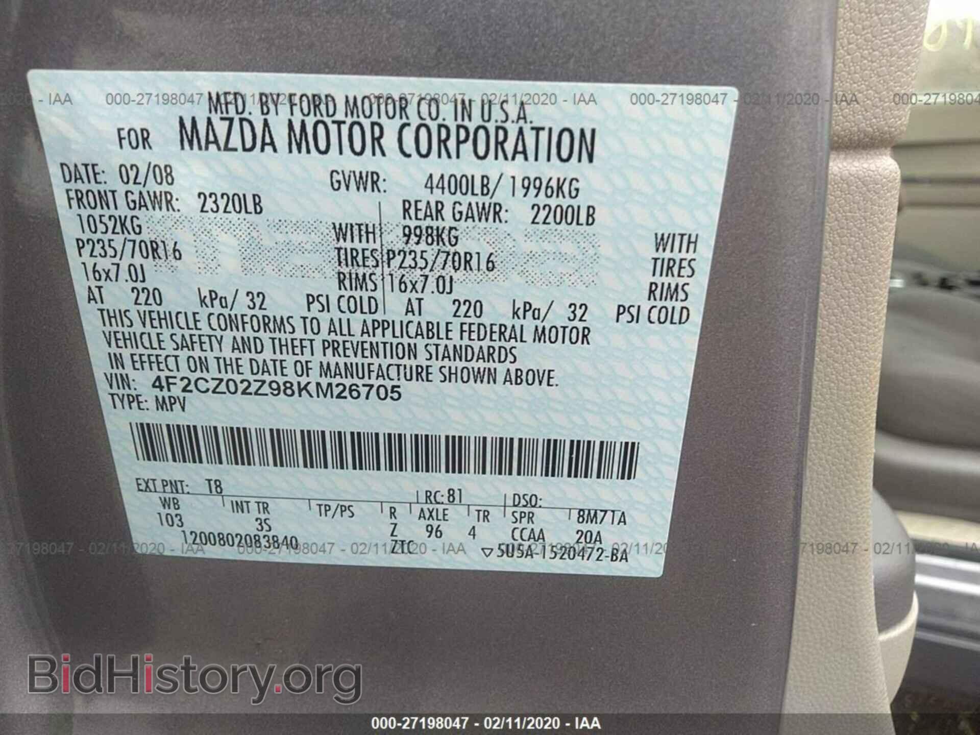2008 MAZDA TRIBUTE - VIN: 4F2CZ02Z98KM26705 - Фото 9