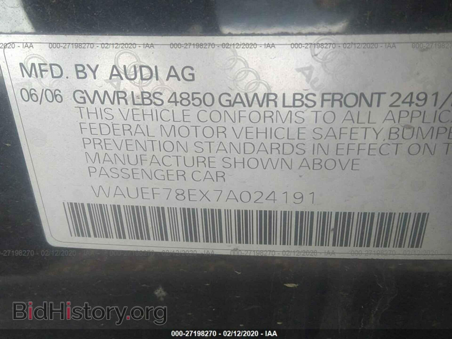2007 AUDI A4 - VIN: WAUEF78EX7A024191 - Фото 9