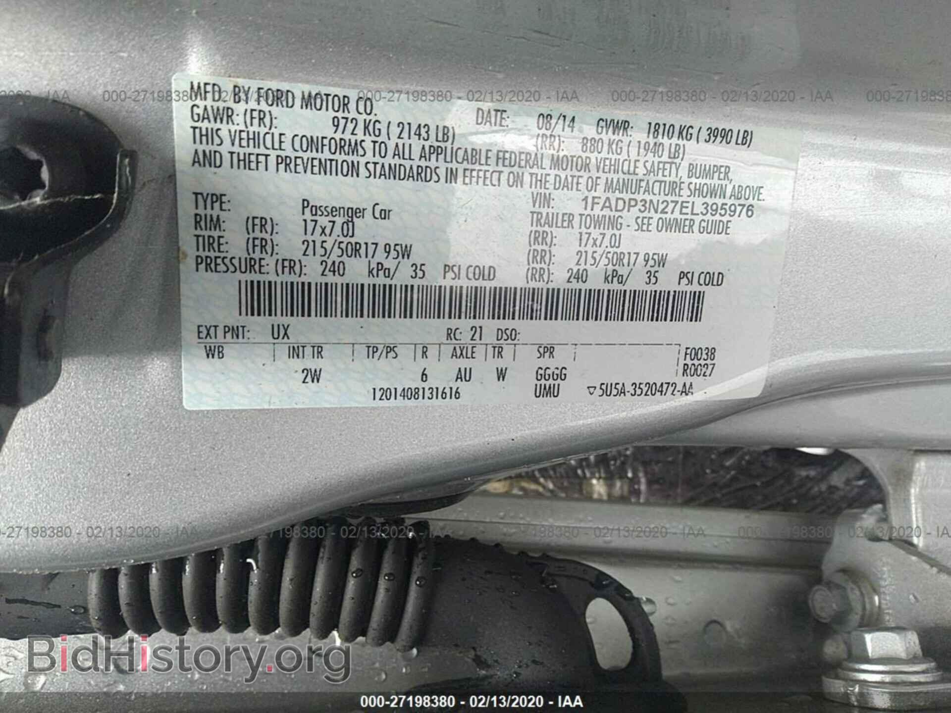 2014 FORD FOCUS - VIN: 1FADP3N27EL395976 - Фото 9