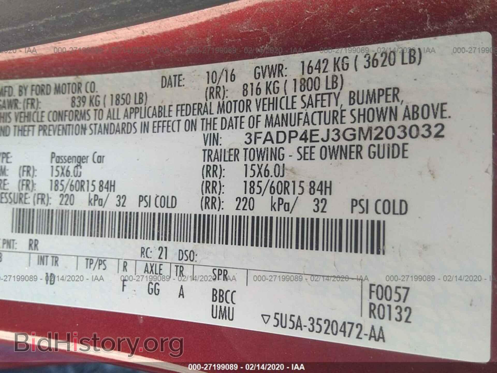 2016 FORD FIESTA - VIN: 3FADP4EJ3GM203032 - Фото 9