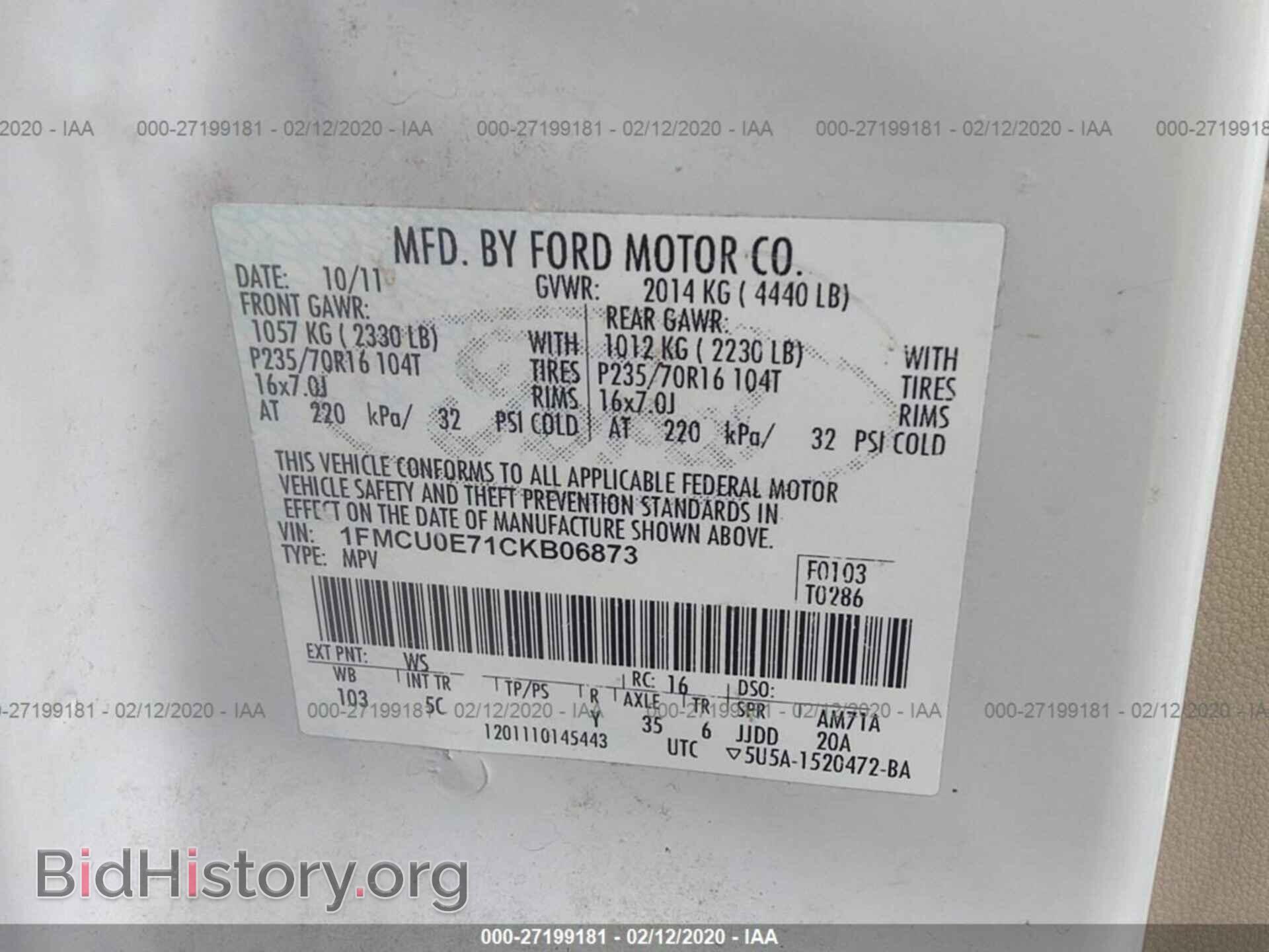 2012 FORD ESCAPE - VIN: 1FMCU0E71CKB06873 - Photo 9