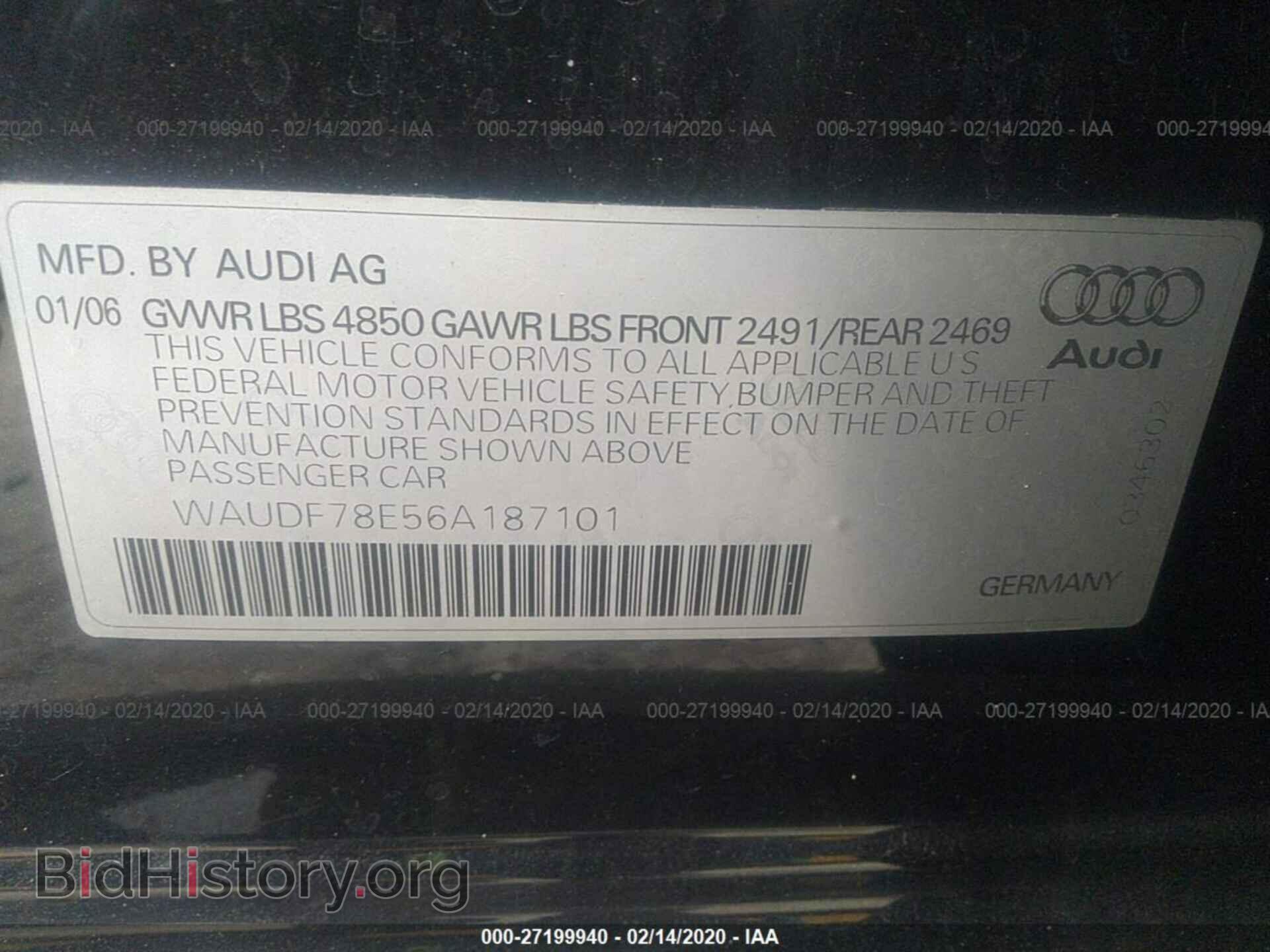 2006 AUDI A4 - VIN: WAUDF78E56A187101 - Фото 9