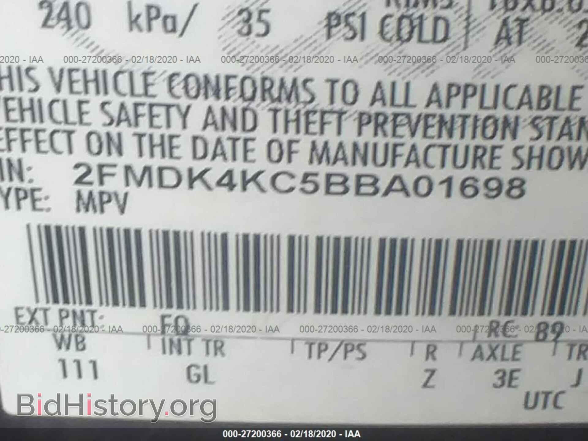 2011 FORD EDGE - VIN: 2FMDK4KC5BBA01698 - Фото 9