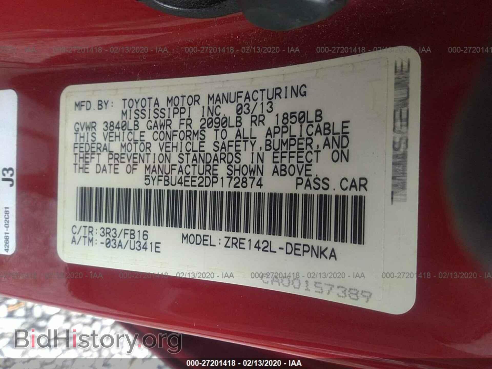 2013 TOYOTA COROLLA - VIN: 5YFBU4EE2DP172874 - Фото 9