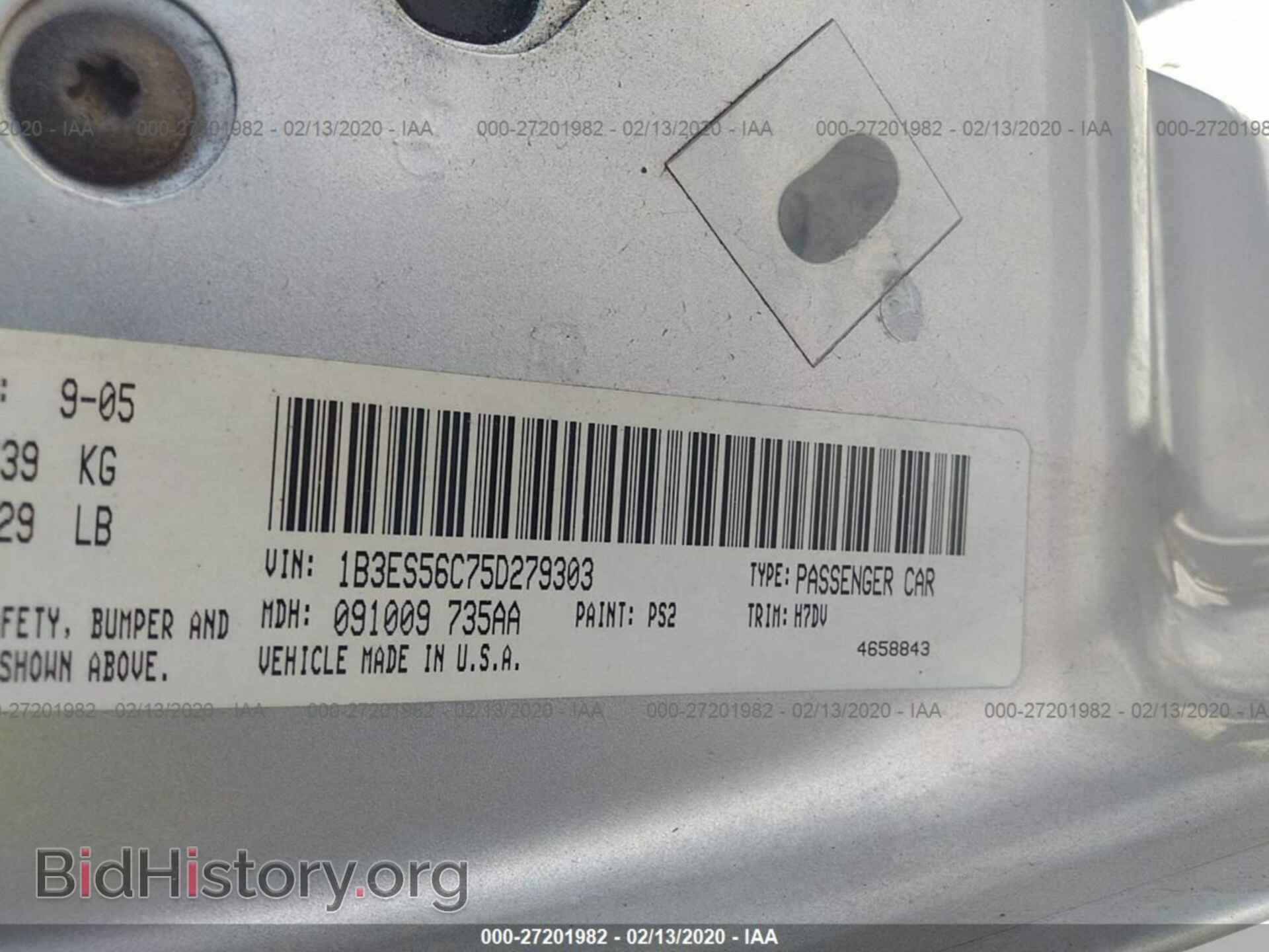 2005 DODGE NEON - VIN: 1B3ES56C75D279303 - Фото 9