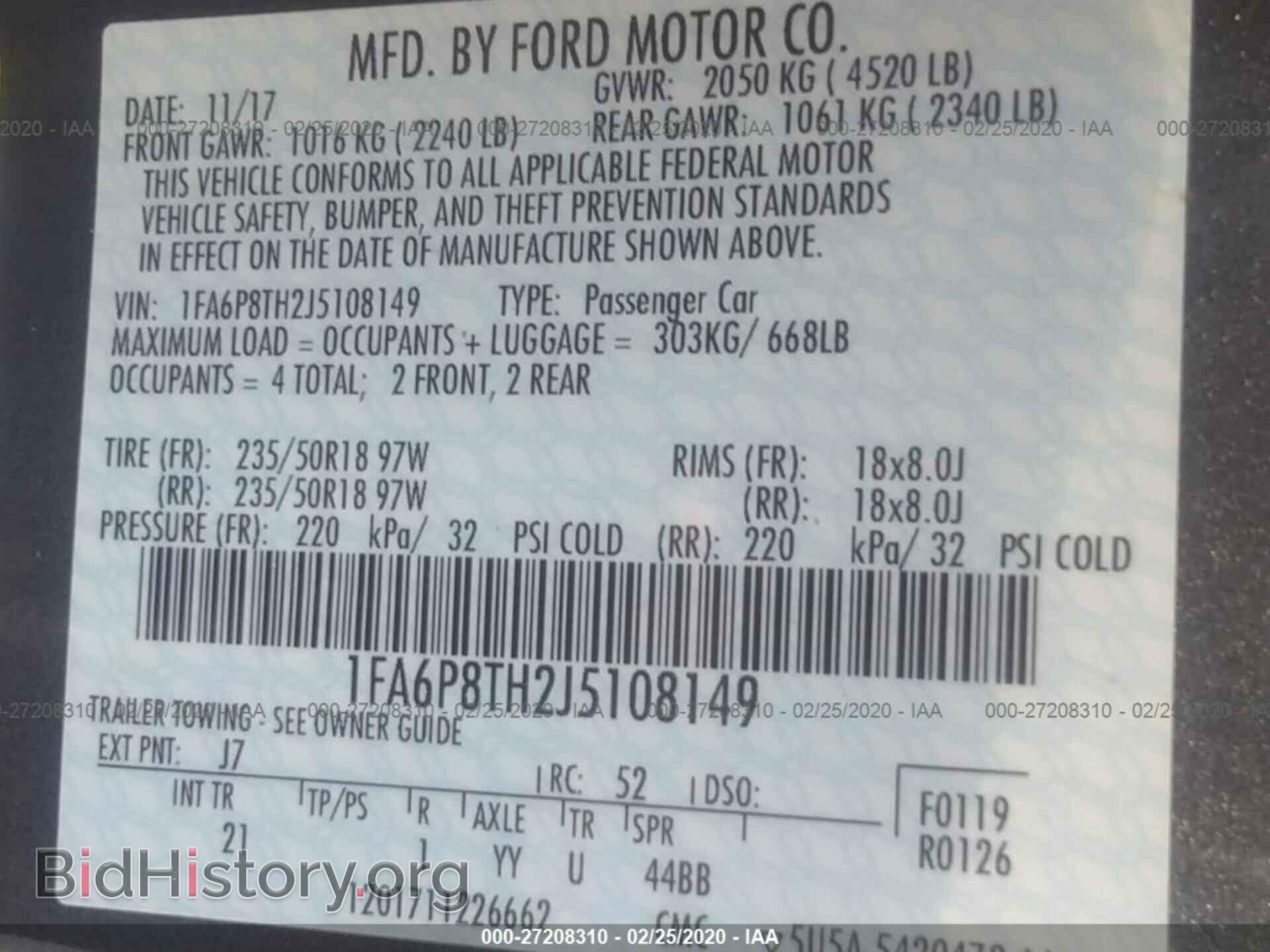 2018 FORD MUSTANG - VIN: 1FA6P8TH2J5108149 - Фото 9