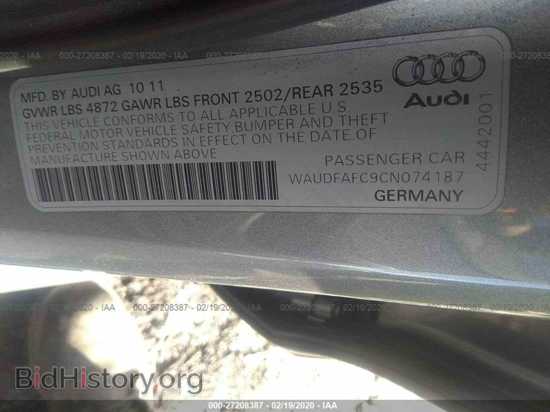 2012 AUDI A6 - VIN: WAUDFAFC9CN074187 - Photo 9