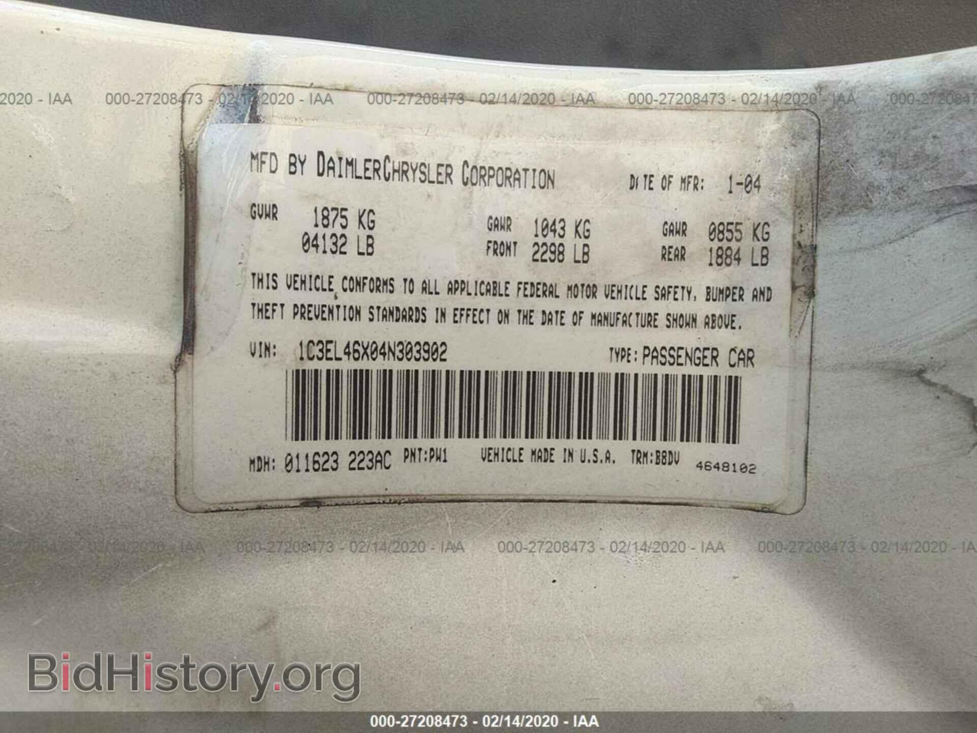 2004 CHRYSLER SEBRING - VIN: 1C3EL46X04N303902 - Photo 9