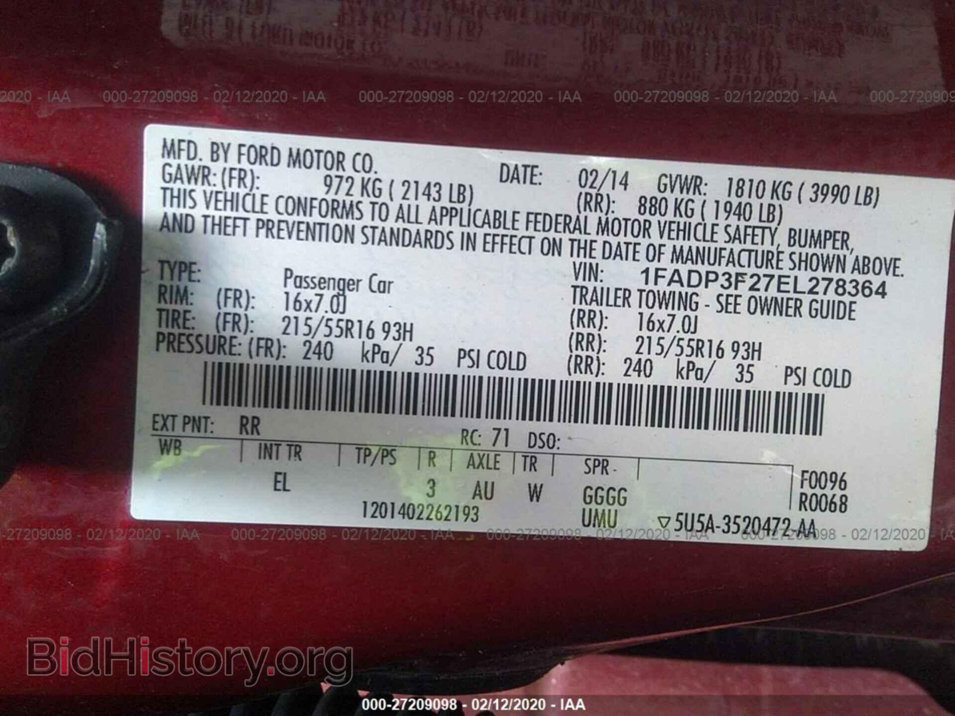 2014 FORD FOCUS - VIN: 1FADP3F27EL278364 - Фото 9