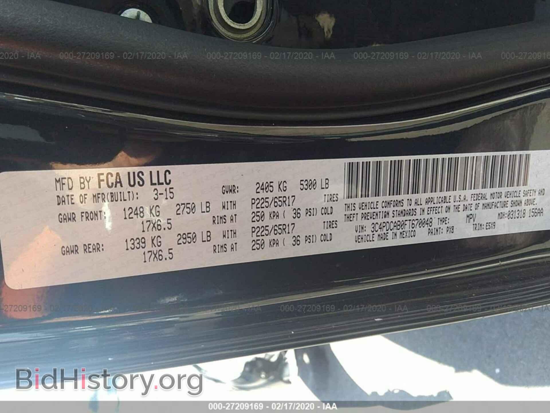 2015 DODGE JOURNEY - VIN: 3C4PDCAB0FT670048 - Фото 9