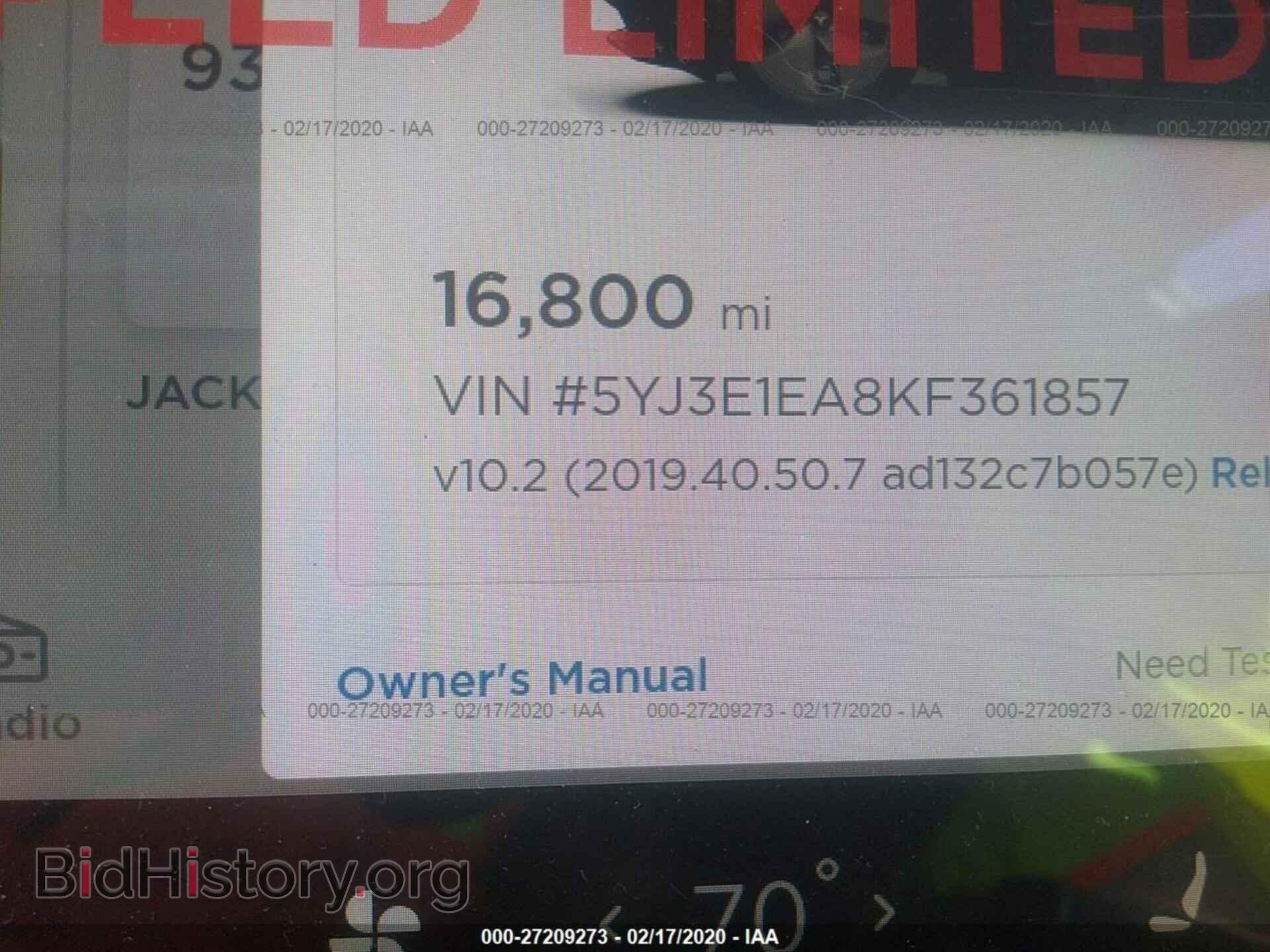 2019 TESLA MODEL 3 - VIN: 5YJ3E1EA8KF361857 - Фото 7