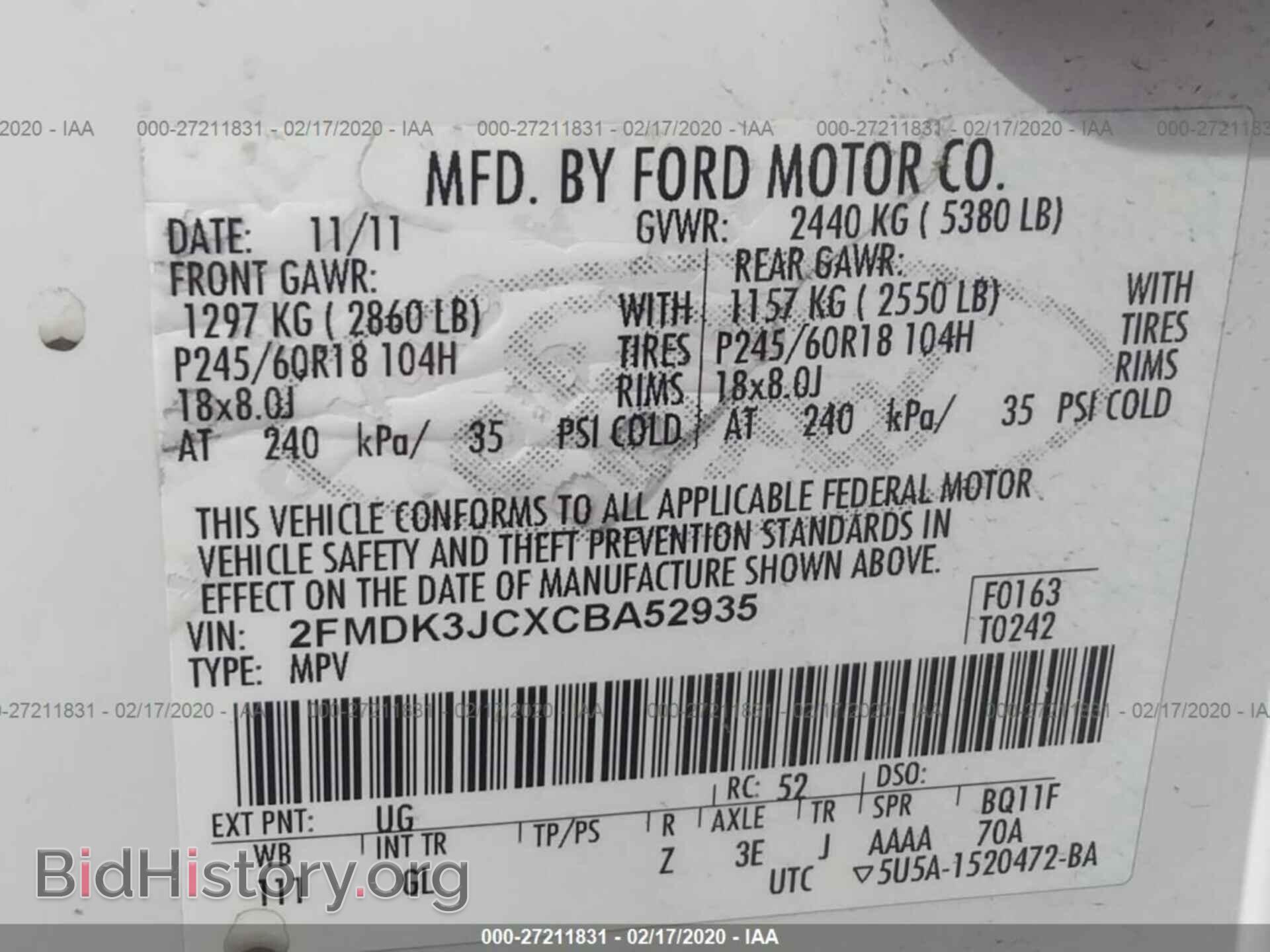 2012 FORD EDGE - VIN: 2FMDK3JCXCBA52935 - Photo 9
