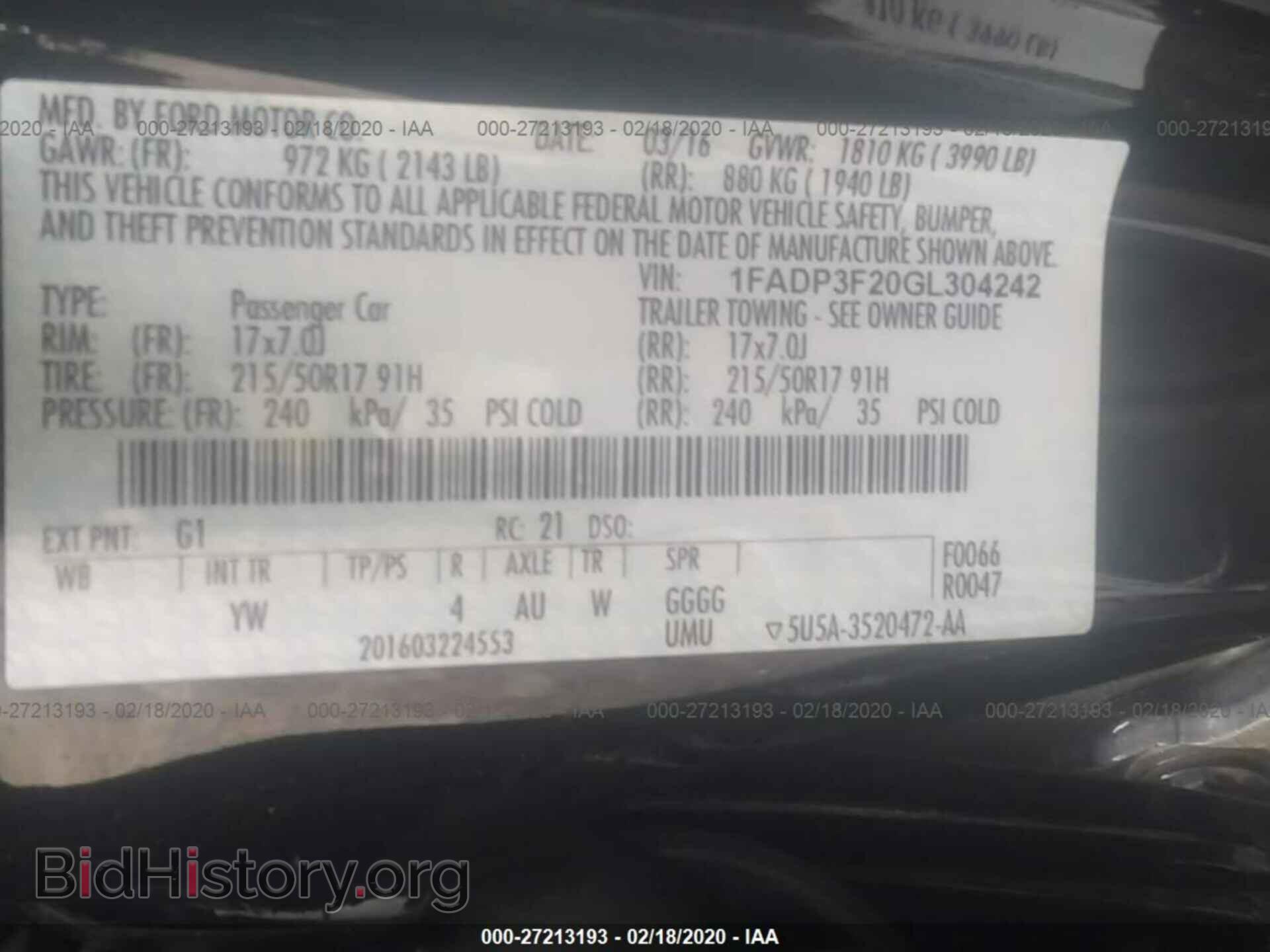 2016 FORD FOCUS - VIN: 1FADP3F20GL304242 - Фото 9