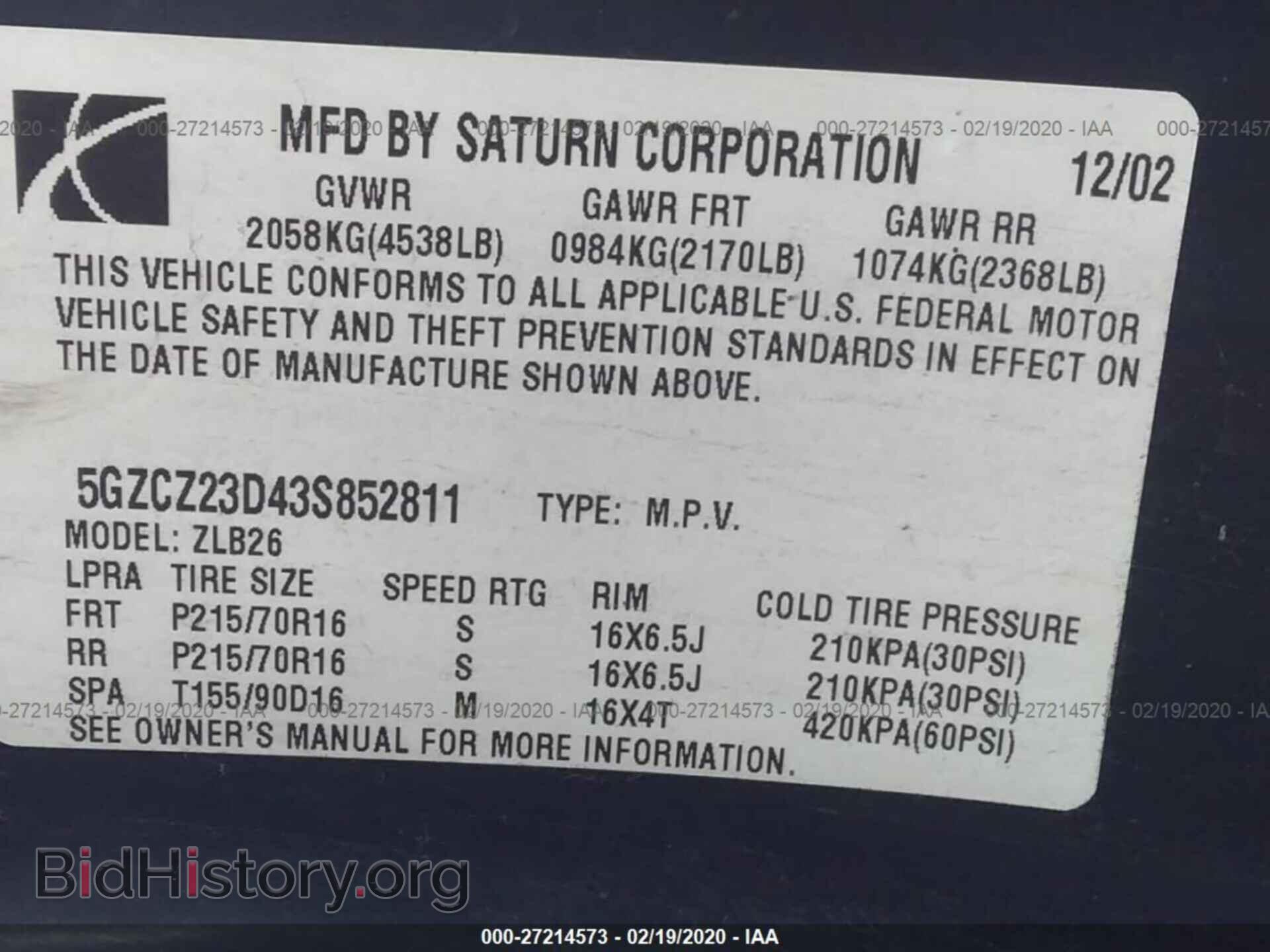 2003 SATURN VUE - VIN: 5GZCZ23D43S852811 - Photo 9