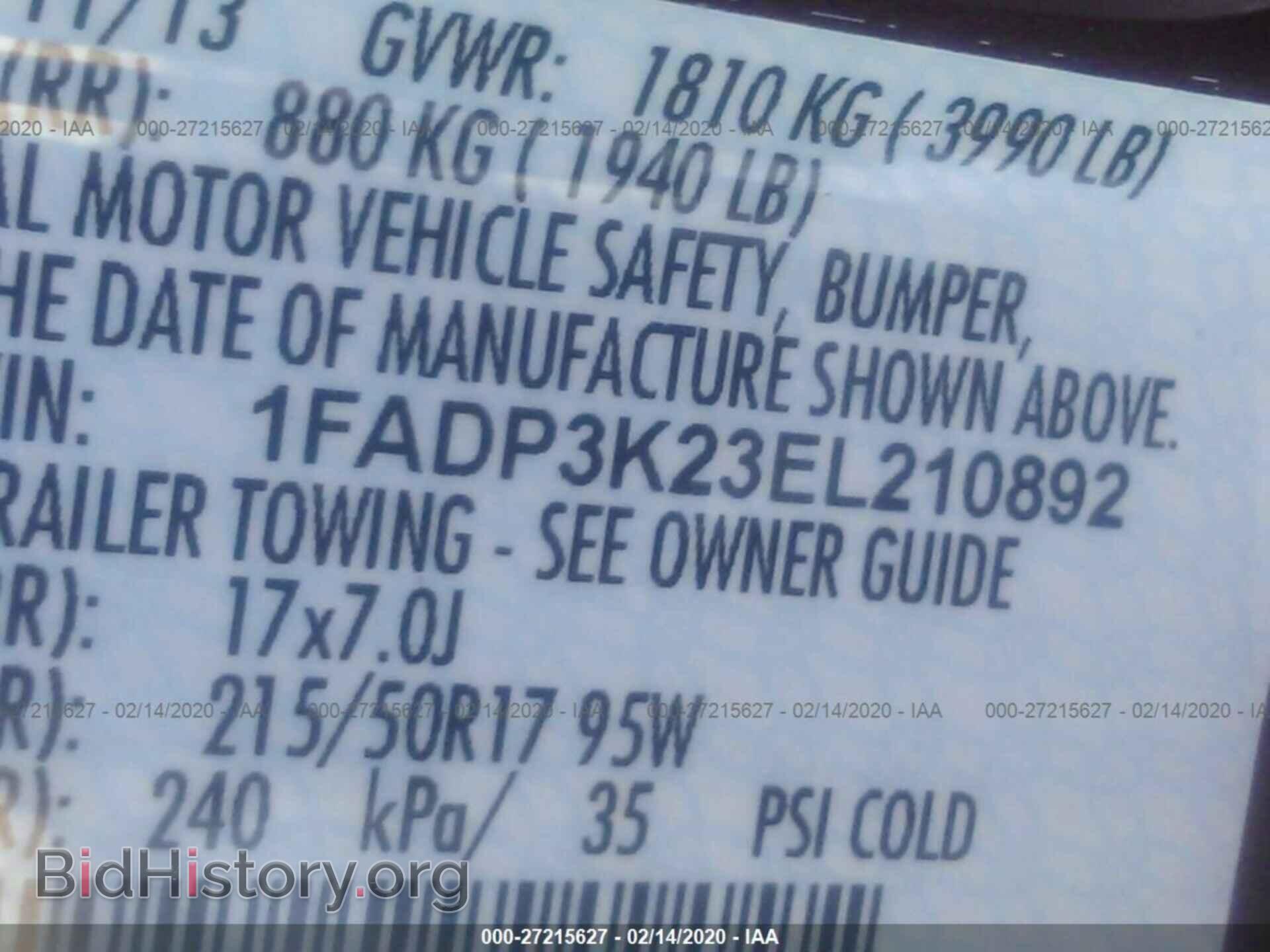 2014 FORD FOCUS - VIN: 1FADP3K23EL210892 - Фото 9