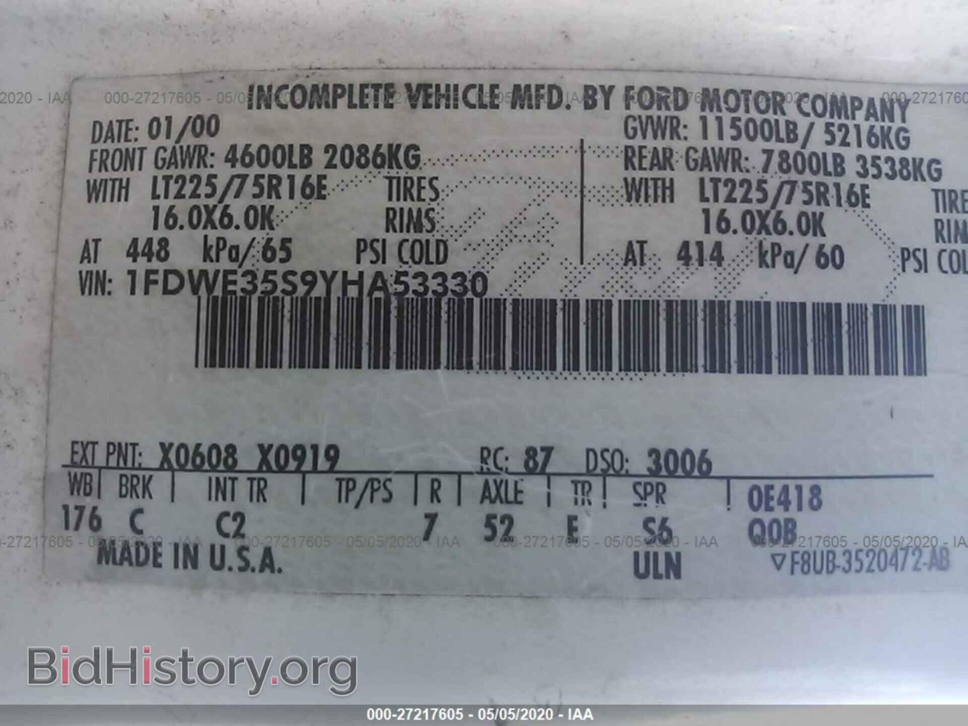 2000 FORD ECONOLINE - VIN: 1FDWE35S9YHA53330 - Фото 9