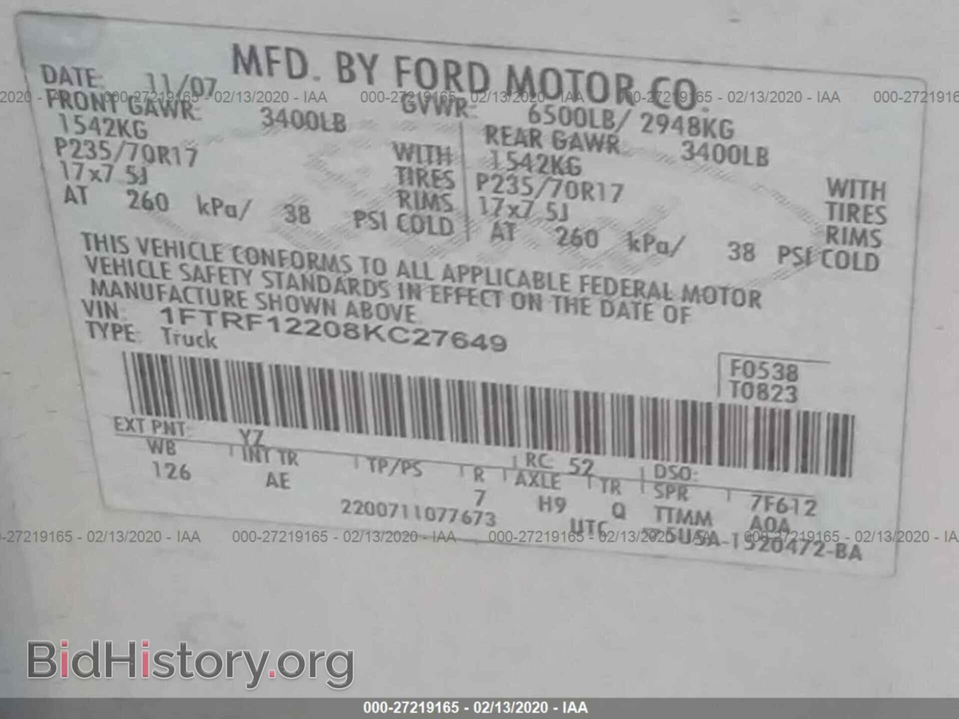 2008 FORD F150 - VIN: 1FTRF12208KC27649 - Фото 9