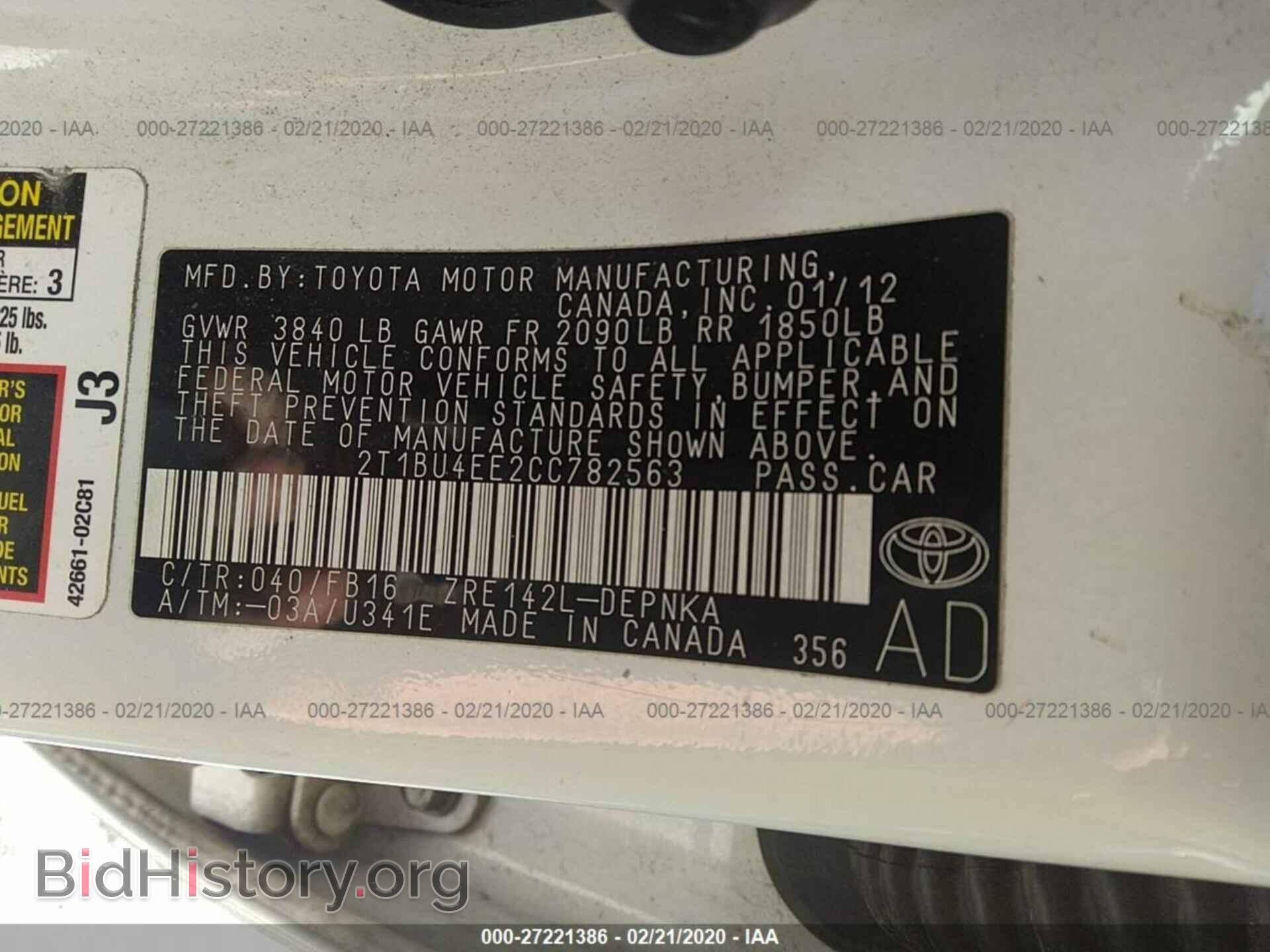 2012 TOYOTA COROLLA - VIN: 2T1BU4EE2CC782563 - Фото 9