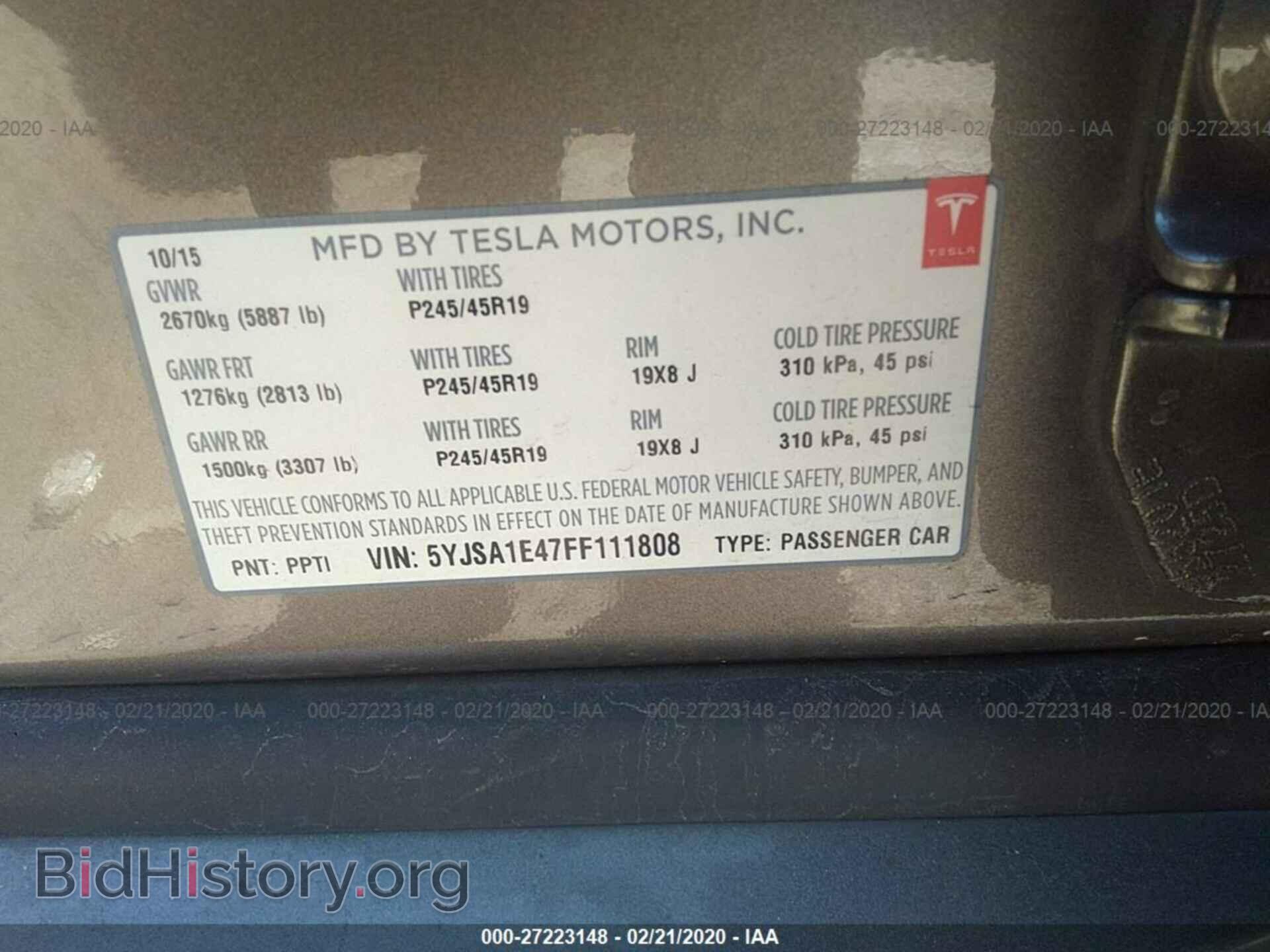 2015 TESLA MODEL S - VIN: 5YJSA1E47FF111808 - Photo 9