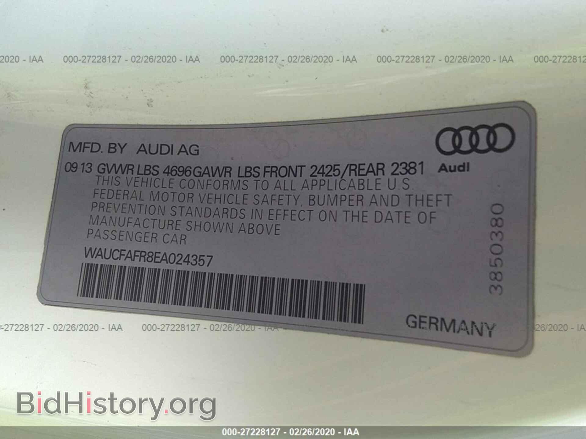 2014 AUDI A5 - VIN: WAUCFAFR8EA024357 - Photo 9