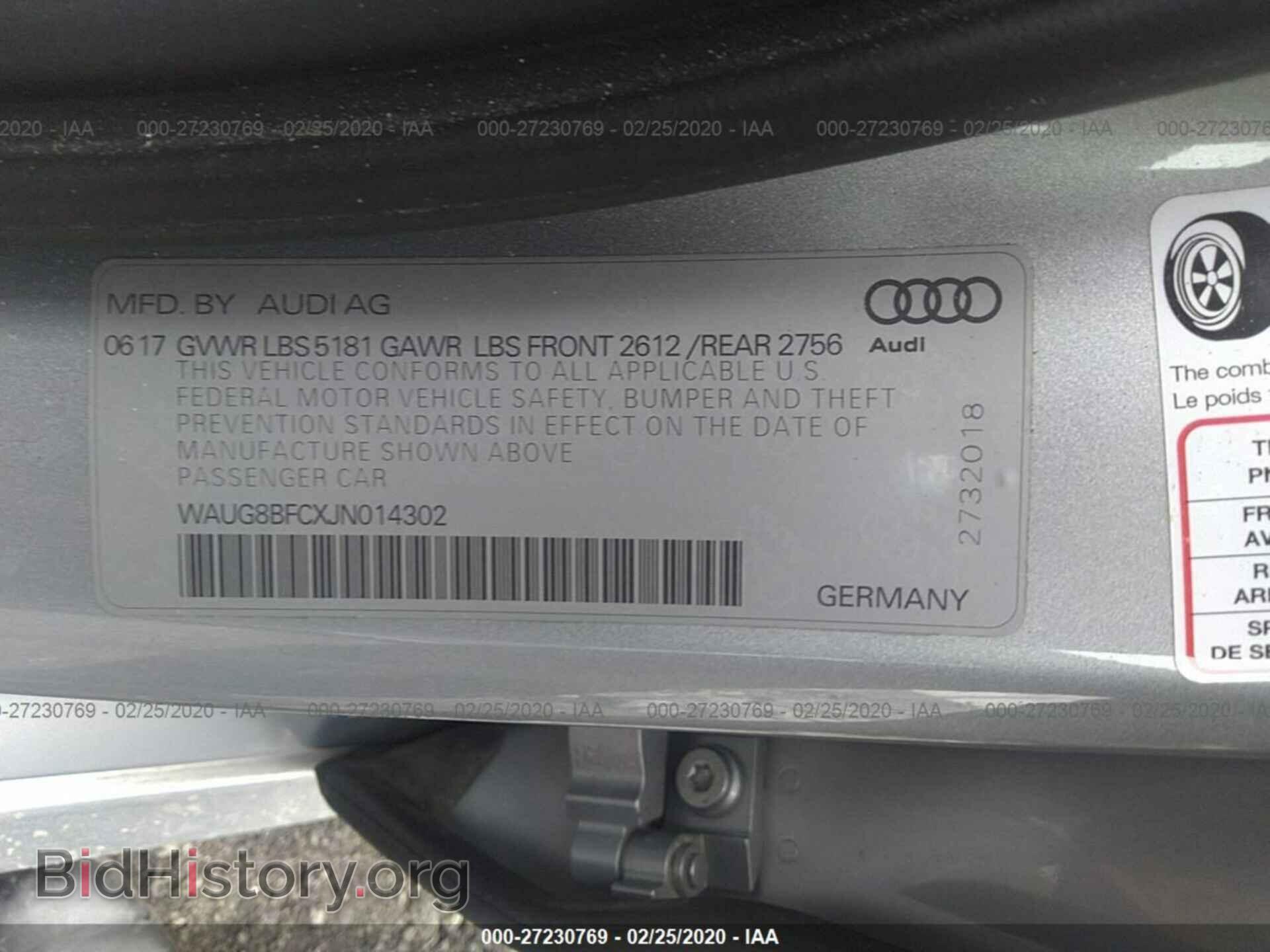 2018 AUDI A6 - VIN: WAUG8BFCXJN014302 - Фото 9