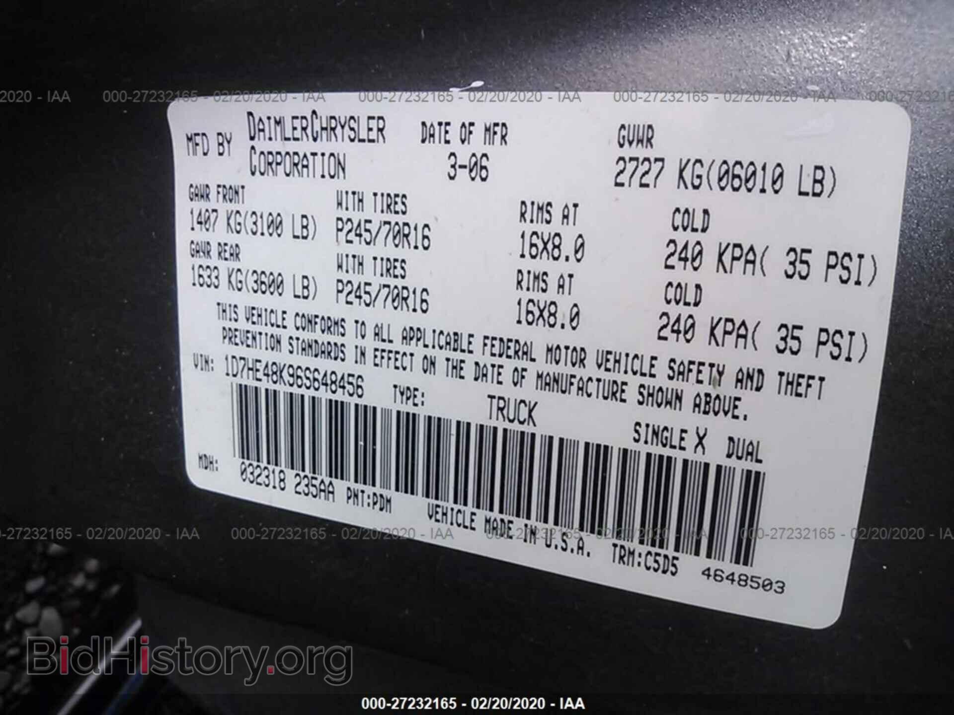 2006 DODGE DAKOTA - VIN: 1D7HE48K96S648456 - Фото 9