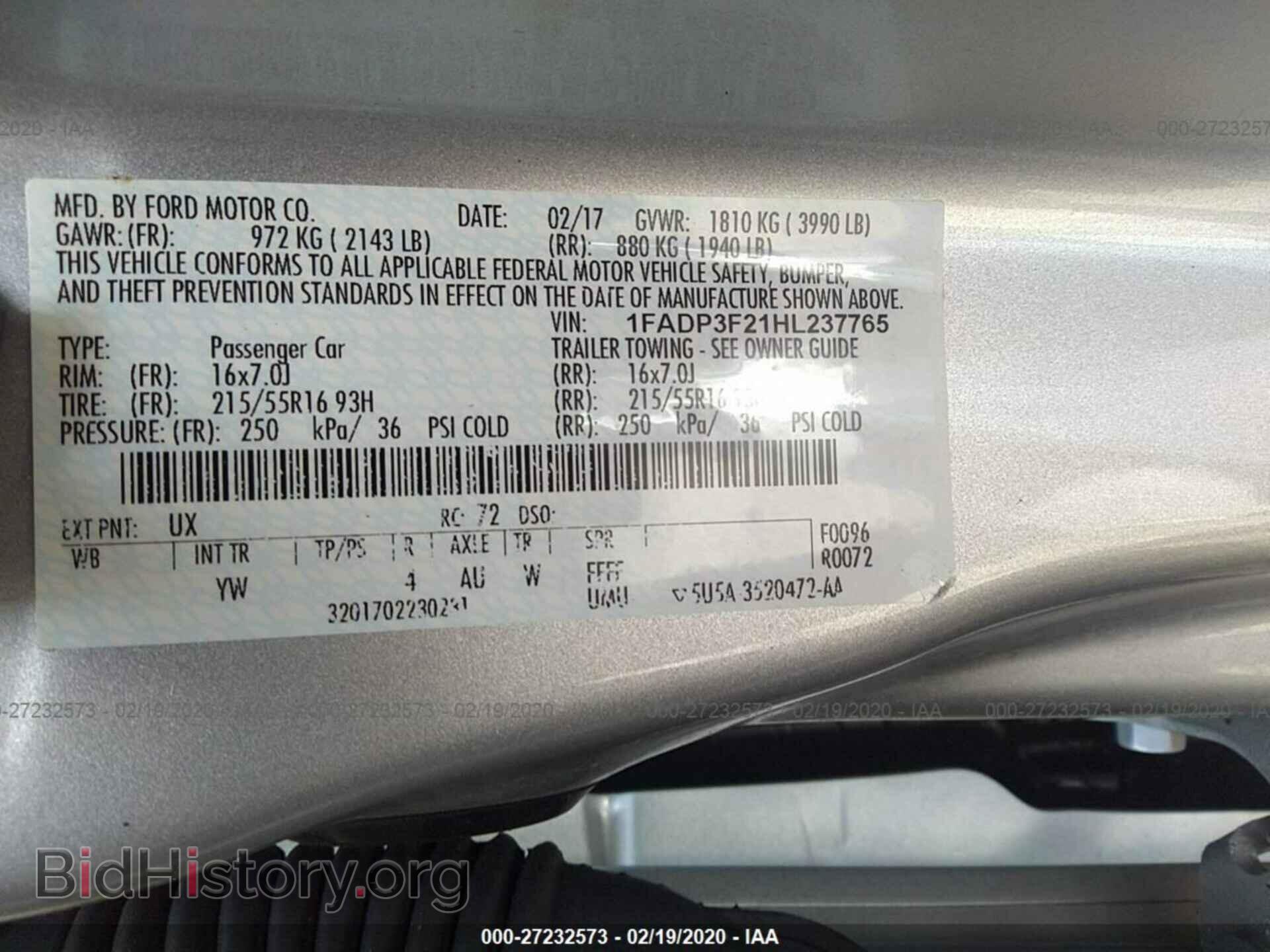 2017 FORD FOCUS - VIN: 1FADP3F21HL237765 - Фото 9