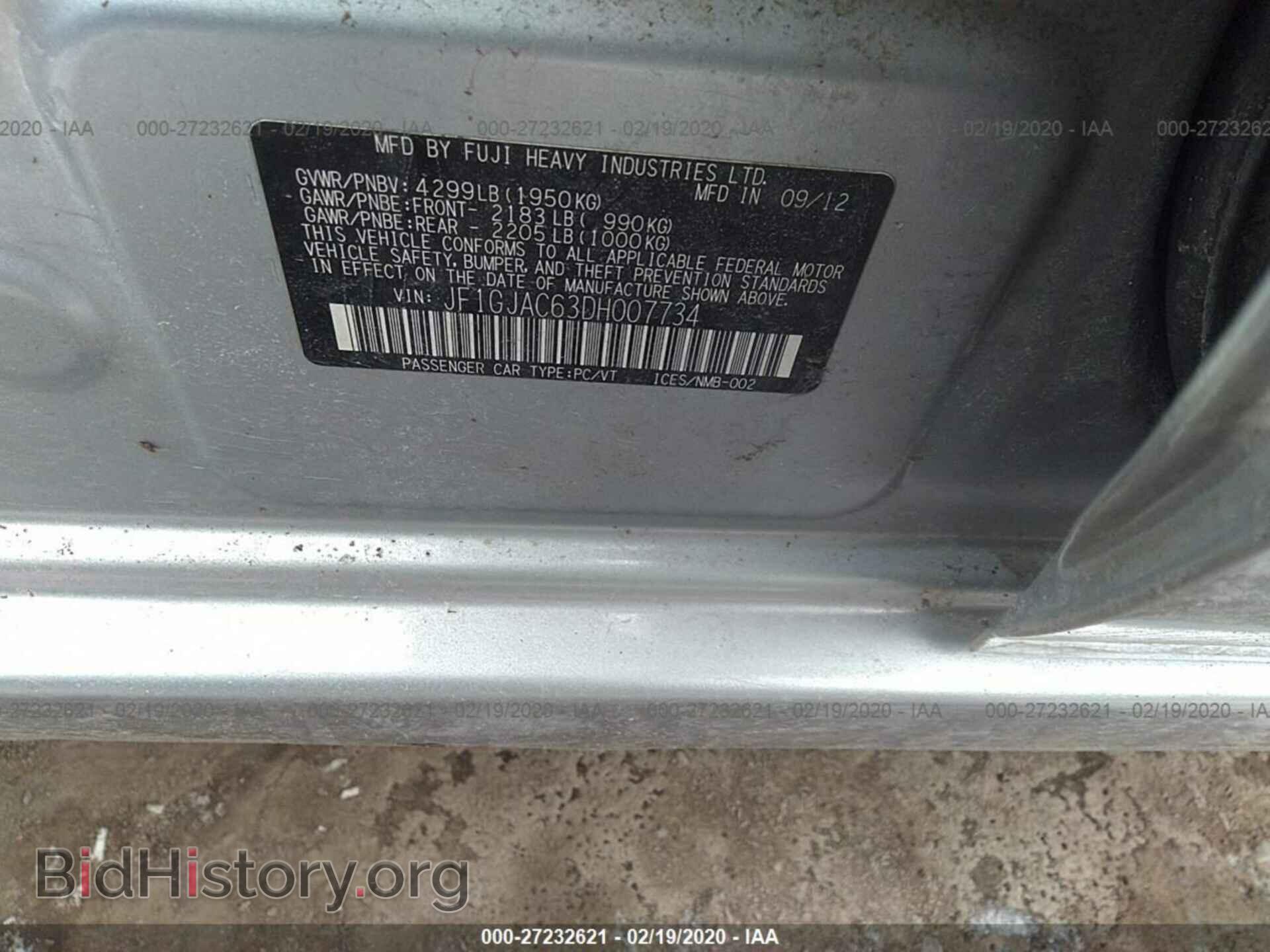 2013 SUBARU IMPREZA - VIN: JF1GJAC63DH007734 - Фото 9