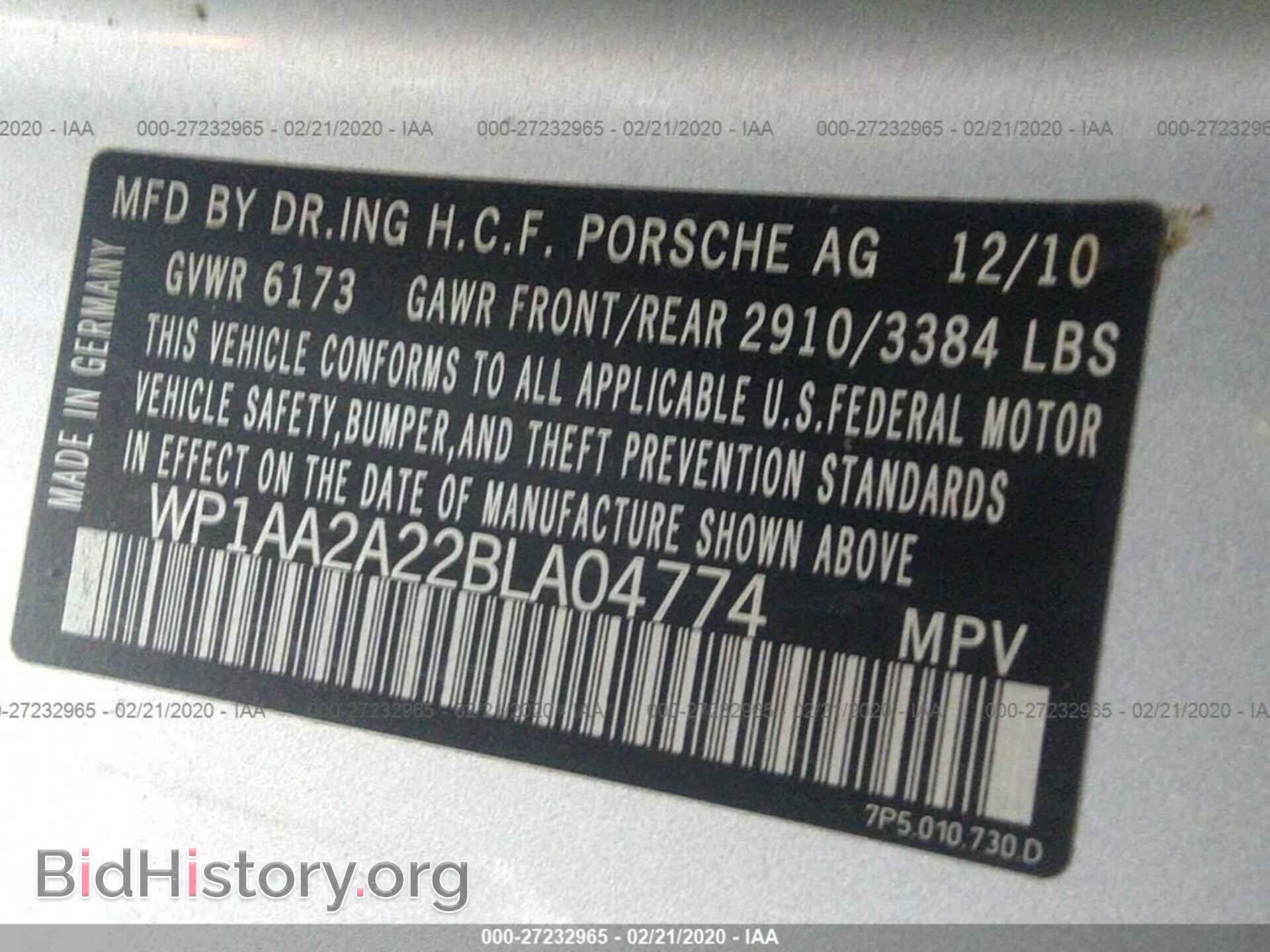 2011 PORSCHE CAYENNE - VIN: WP1AA2A22BLA04774 - Фото 9