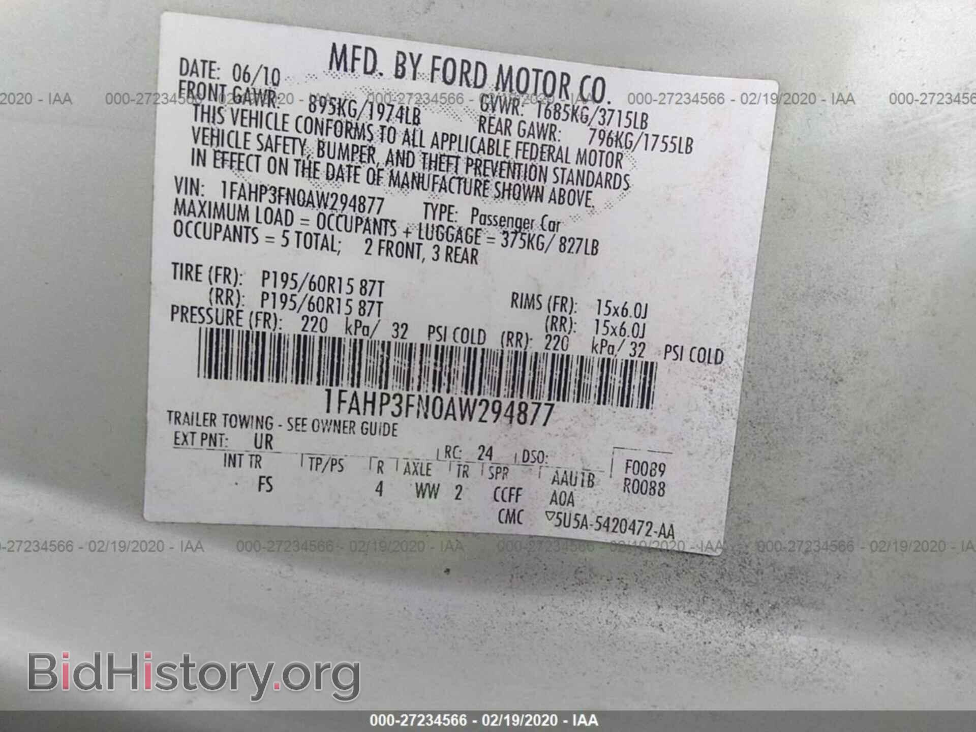 2010 FORD FOCUS - VIN: 1FAHP3FN0AW294877 - Фото 9