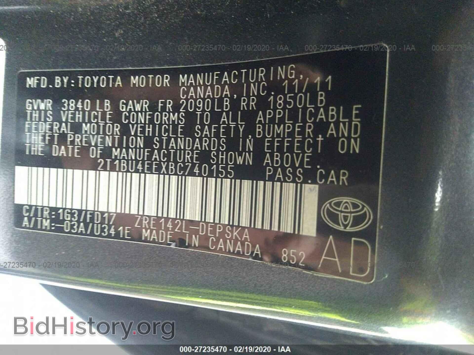2011 TOYOTA COROLLA - VIN: 2T1BU4EEXBC740155 - Фото 9
