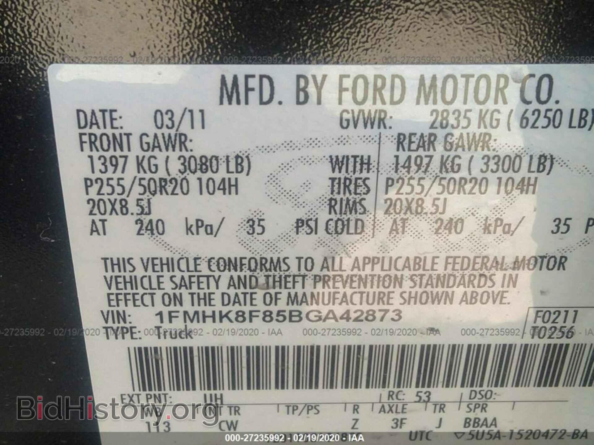 2011 FORD EXPLORER - VIN: 1FMHK8F85BGA42873 - Фото 9