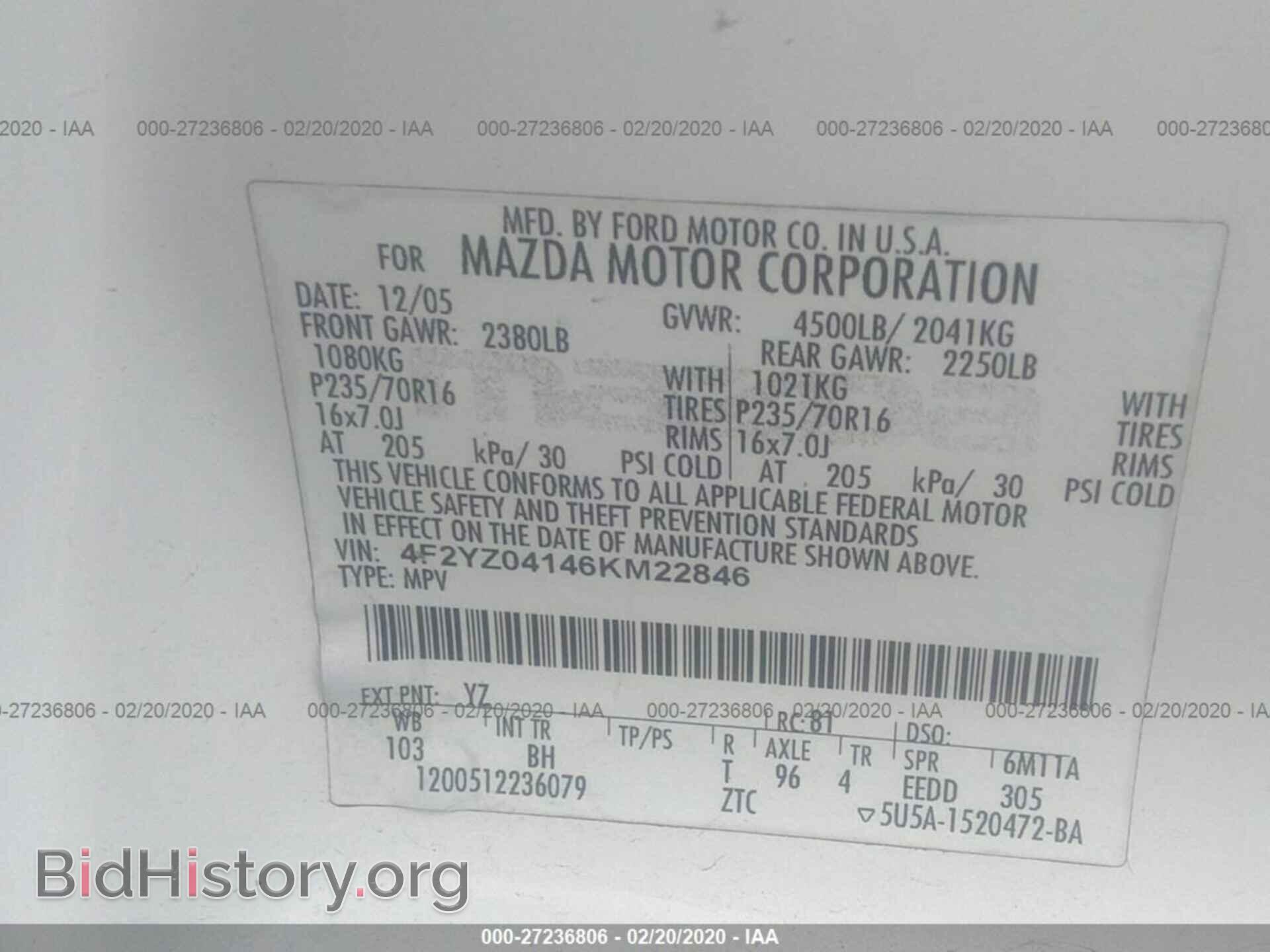 2006 MAZDA TRIBUTE - VIN: 4F2YZ04146KM22846 - Фото 9