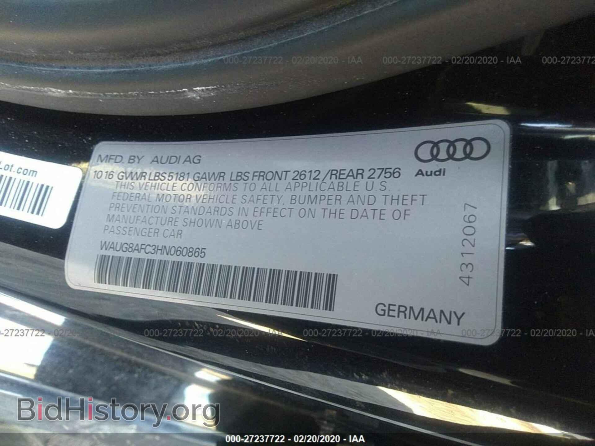2017 AUDI A6 - VIN: WAUG8AFC3HN060865 - Фото 9