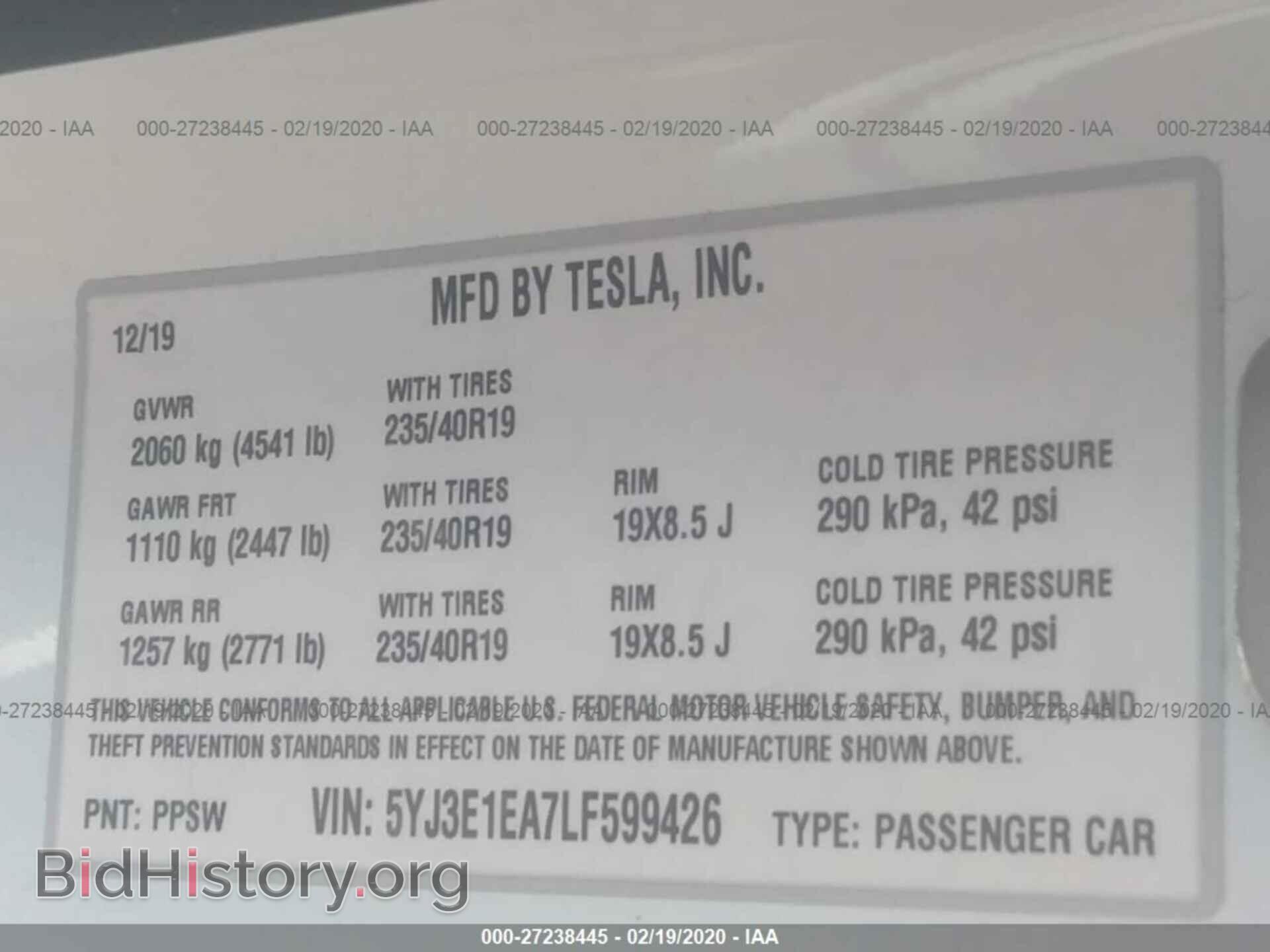 2020 TESLA MODEL 3 - VIN: 5YJ3E1EA7LF599426 - Photo 9