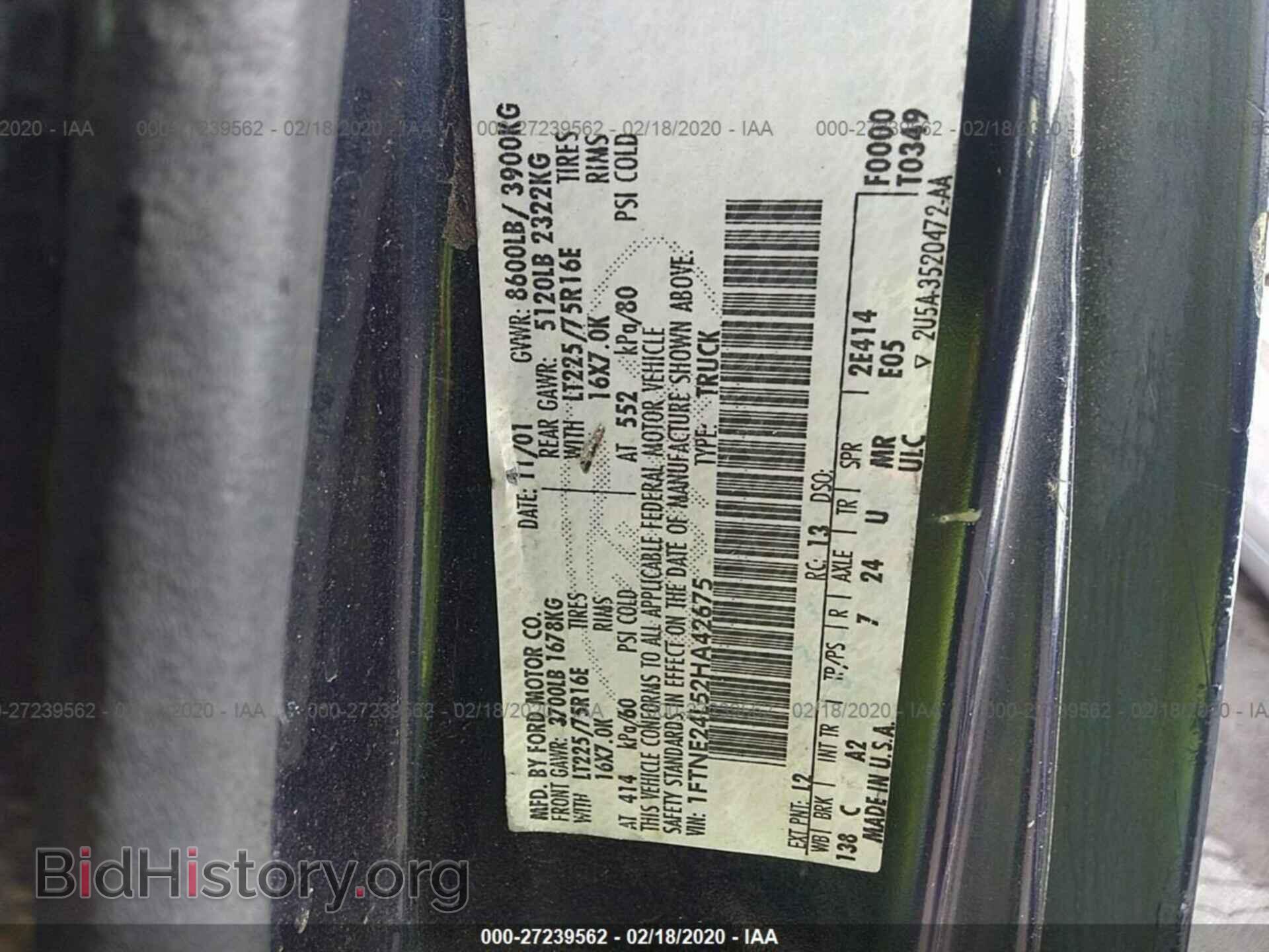 2002 FORD ECONOLINE - VIN: 1FTNE24L52HA42675 - Photo 9