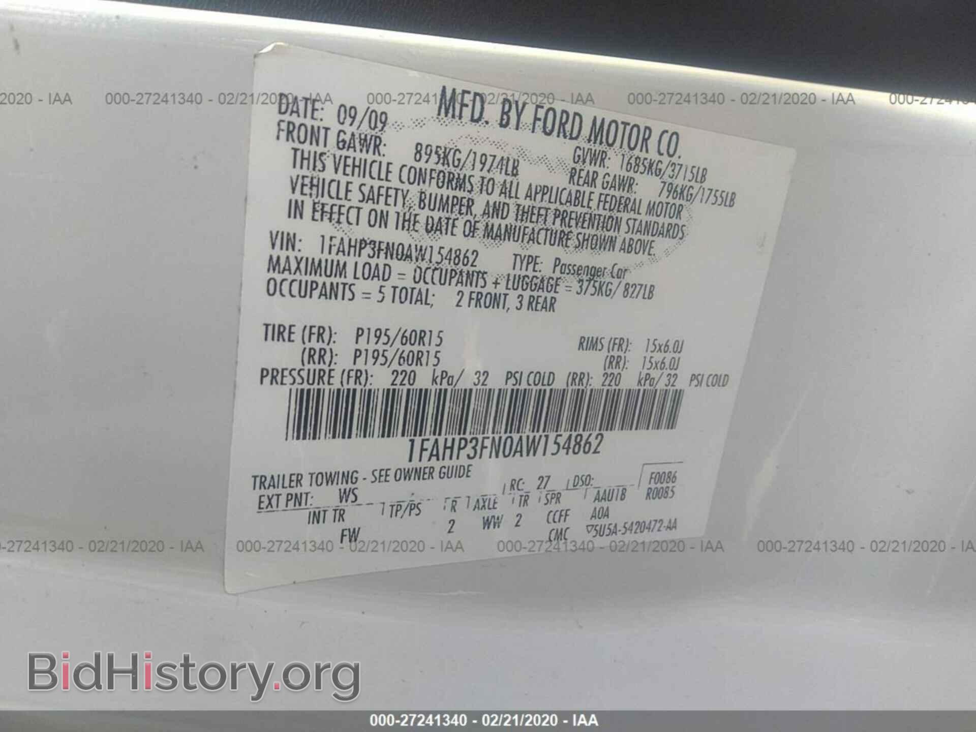 2010 FORD FOCUS - VIN: 1FAHP3FN0AW154862 - Фото 9