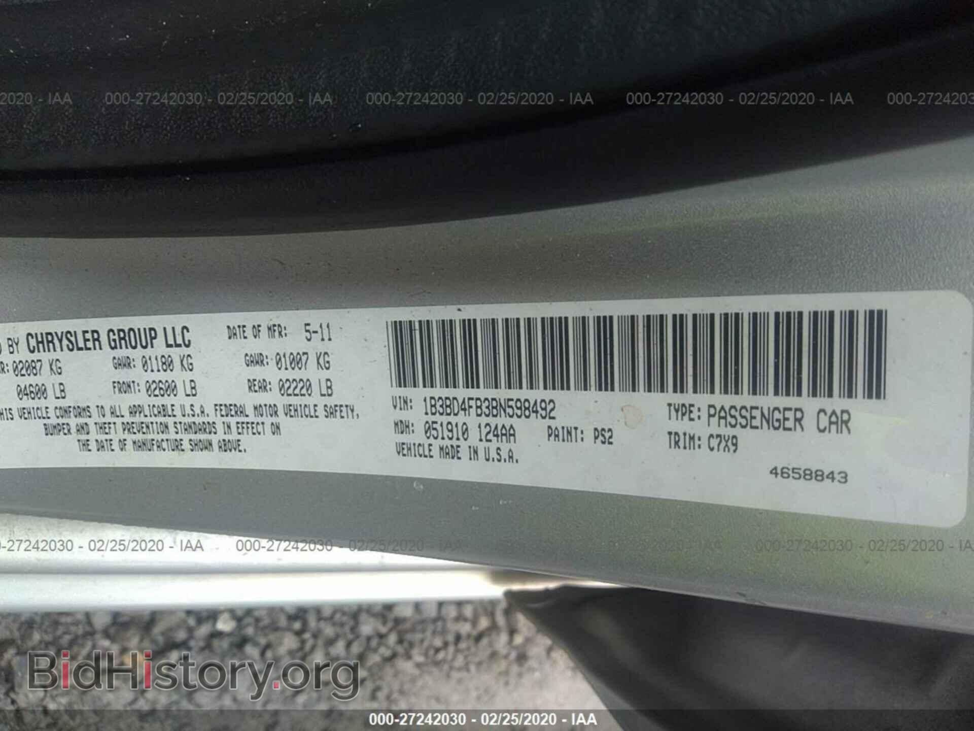 2011 DODGE AVENGER - VIN: 1B3BD4FB3BN598492 - Photo 9
