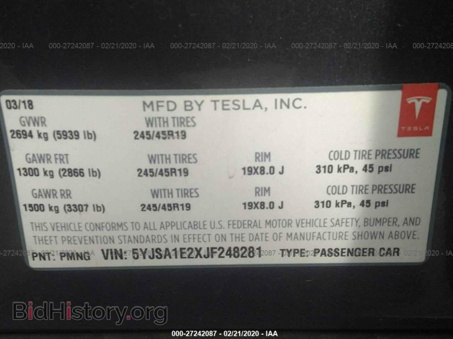 2018 TESLA MODEL S - VIN: 5YJSA1E2XJF248281 - Photo 9