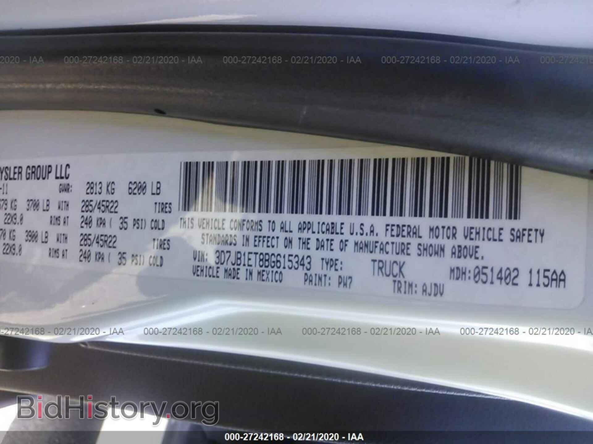 2011 DODGE RAM 1500 - VIN: 3D7JB1ET8BG615343 - Фото 9