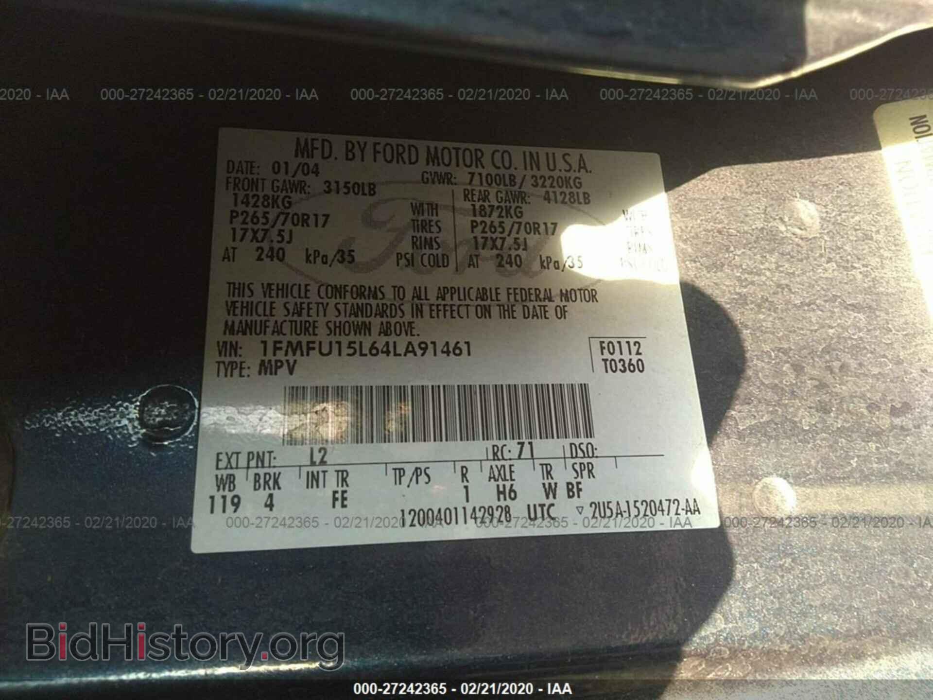 2004 FORD EXPEDITION - VIN: 1FMFU15L64LA91461 - Фото 9