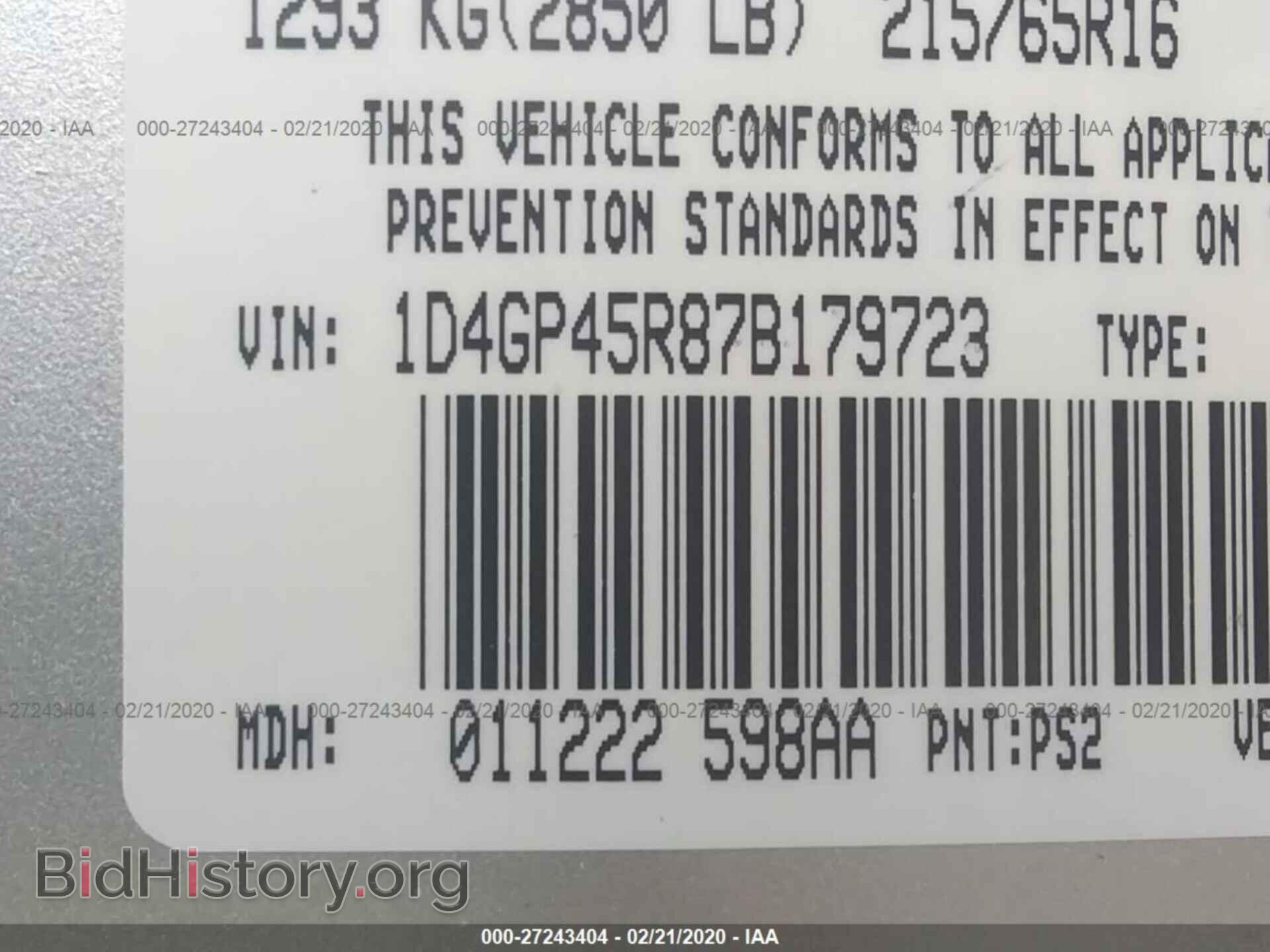 2007 DODGE CARAVAN - VIN: 1D4GP45R87B179723 - Фото 9