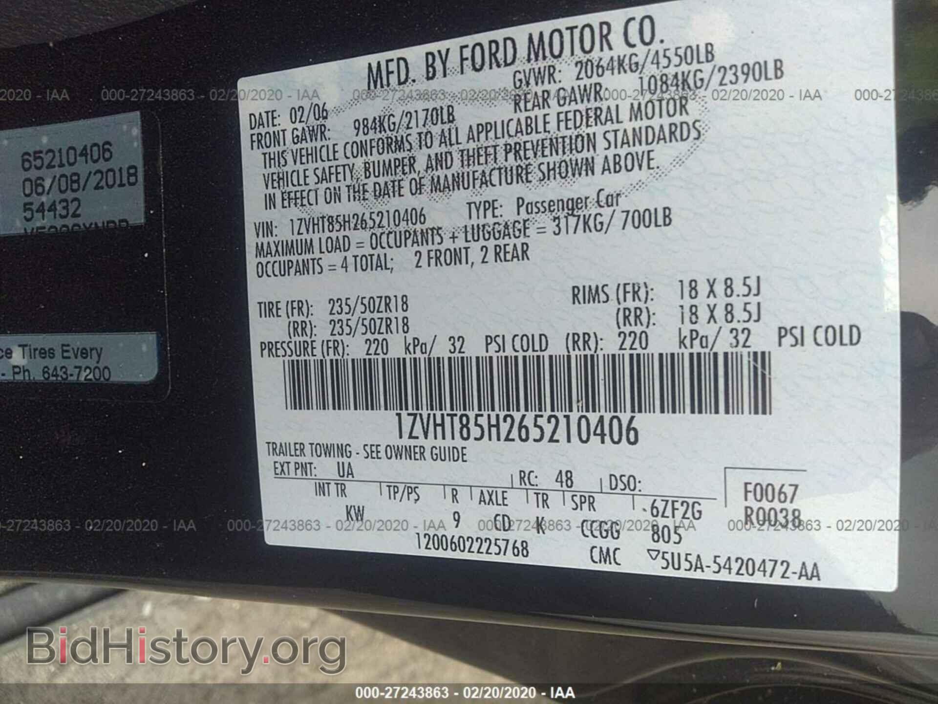 2006 FORD MUSTANG - VIN: 1ZVHT85H265210406 - Фото 9
