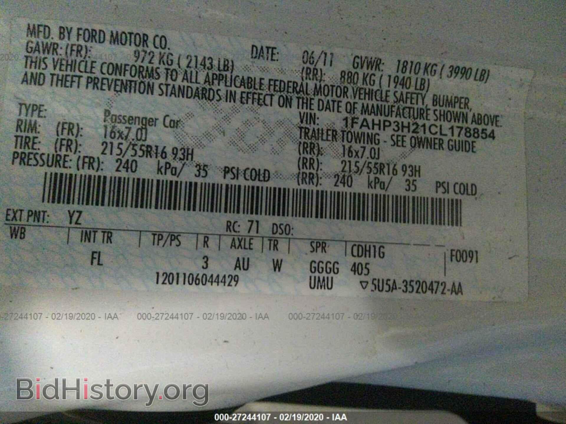 2012 FORD FOCUS - VIN: 1FAHP3H21CL178854 - Фото 9