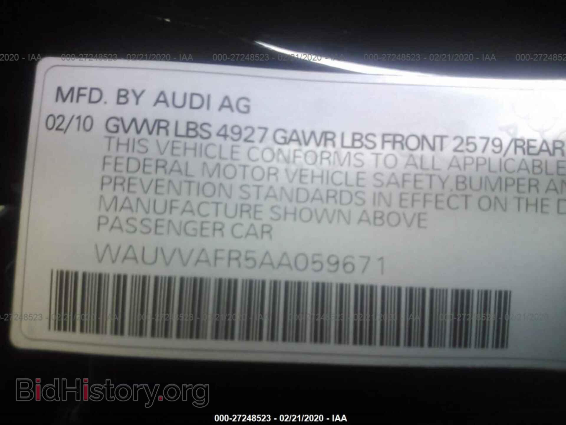 2010 AUDI S5 - VIN: WAUVVAFR5AA059671 - Фото 9